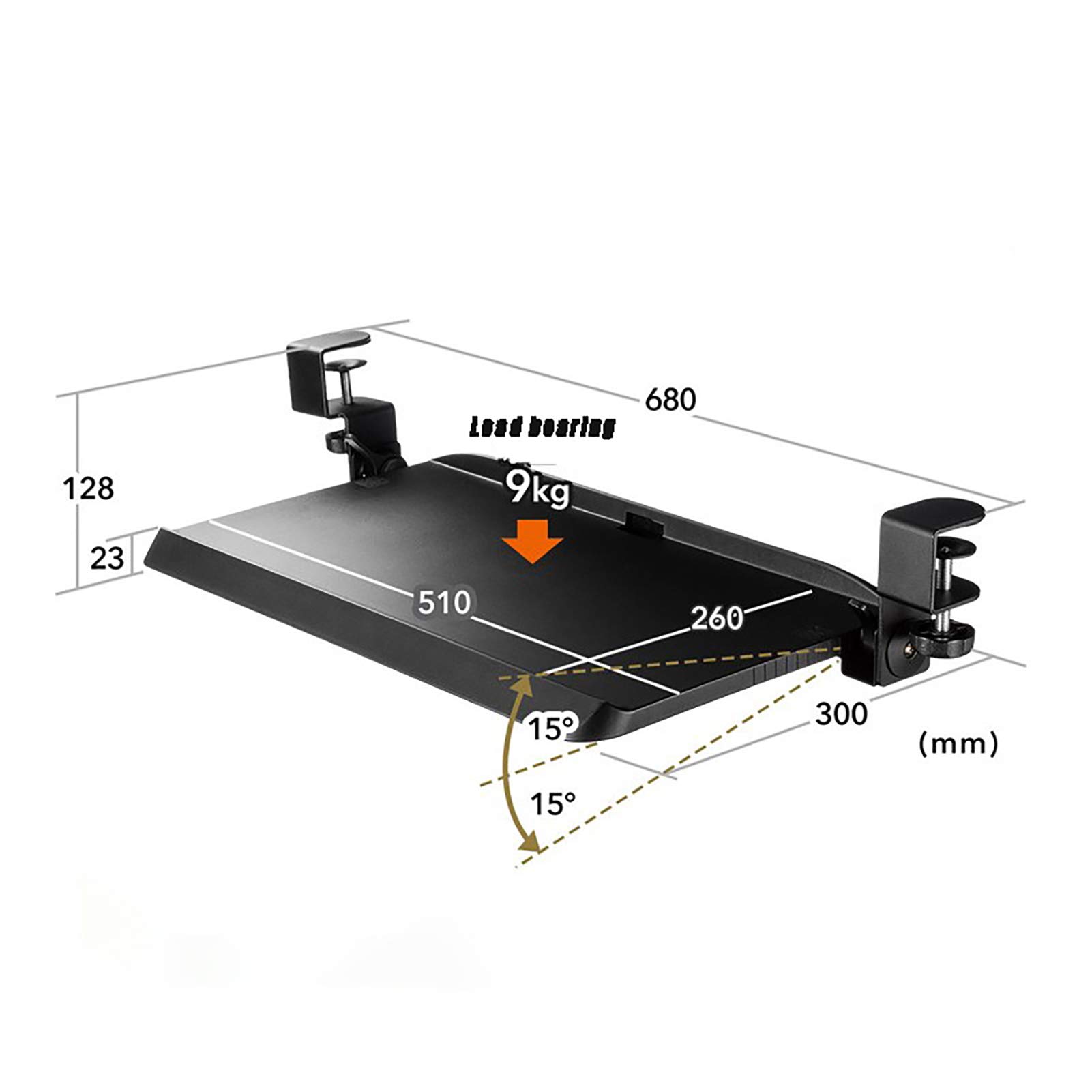Ergonomic Under Desk Keyboard Tray with Clamp & Smooth Sliding Mechanism - Adjustable Height for Typing, Gaming & Office Work - Perfect for Home Office, Gaming Setup & Workspace Organization