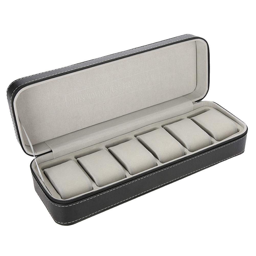 Premium Black Watch Storage Box with 6 Soft Removable Pillows - Luxury Watch Holder for Jewelry & Business Display - Perfect for Watch Collectors, Retail Stores & Personal Jewelry Organization