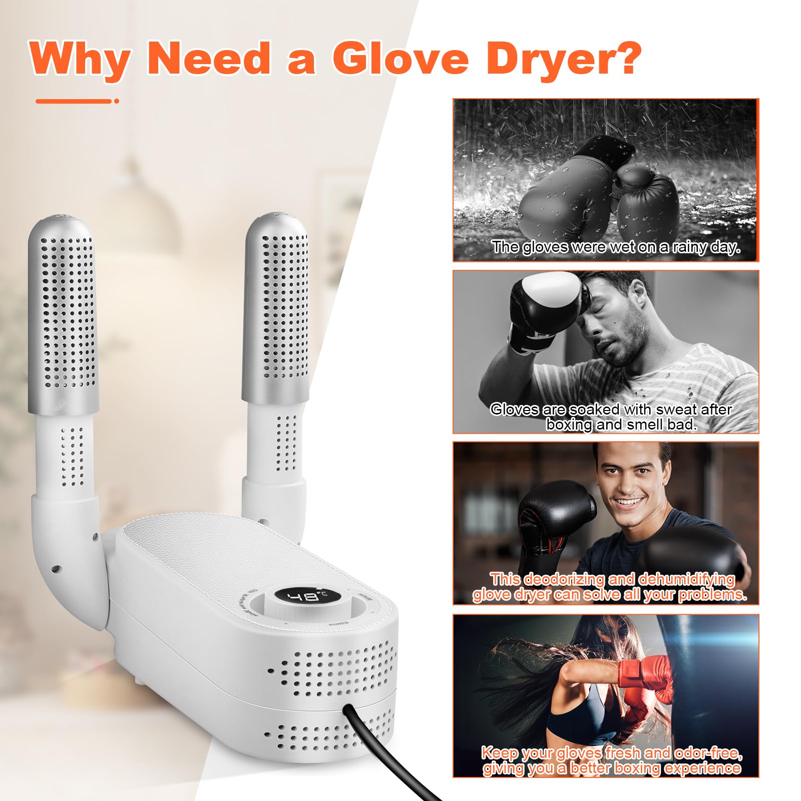 Best Boxing Gloves Dryer with Intelligent Timer - Odor Eliminating Hand Wraps & Punching Mitts Dehumidifier for Kids & Adults - Perfect for Gym, Home Training & MMA Practice