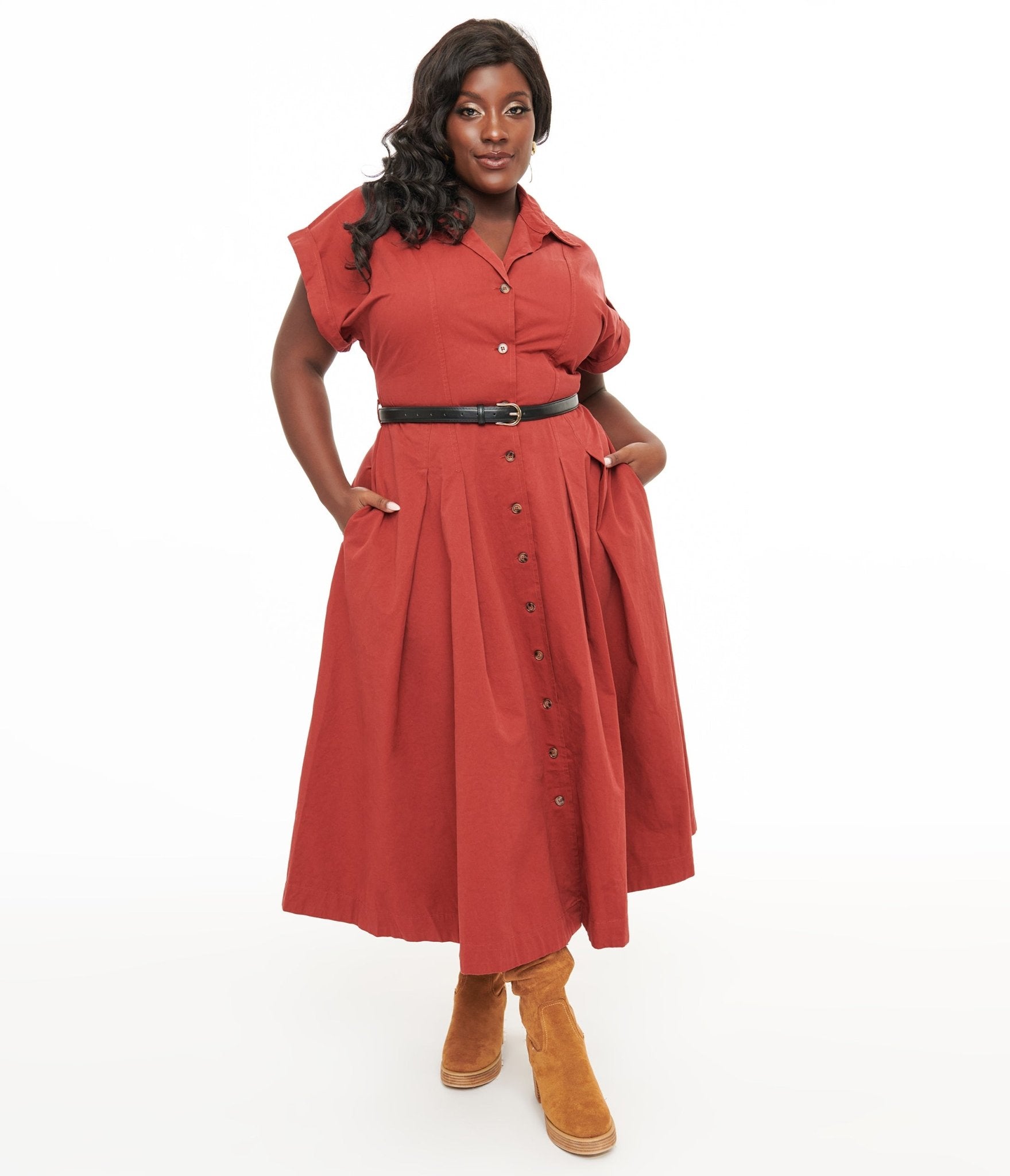 Plus Size Floral Print Midi Shirt Dress for Women - Comfortable & Stylish Casual Wear for Work, Office, and Summer Outings