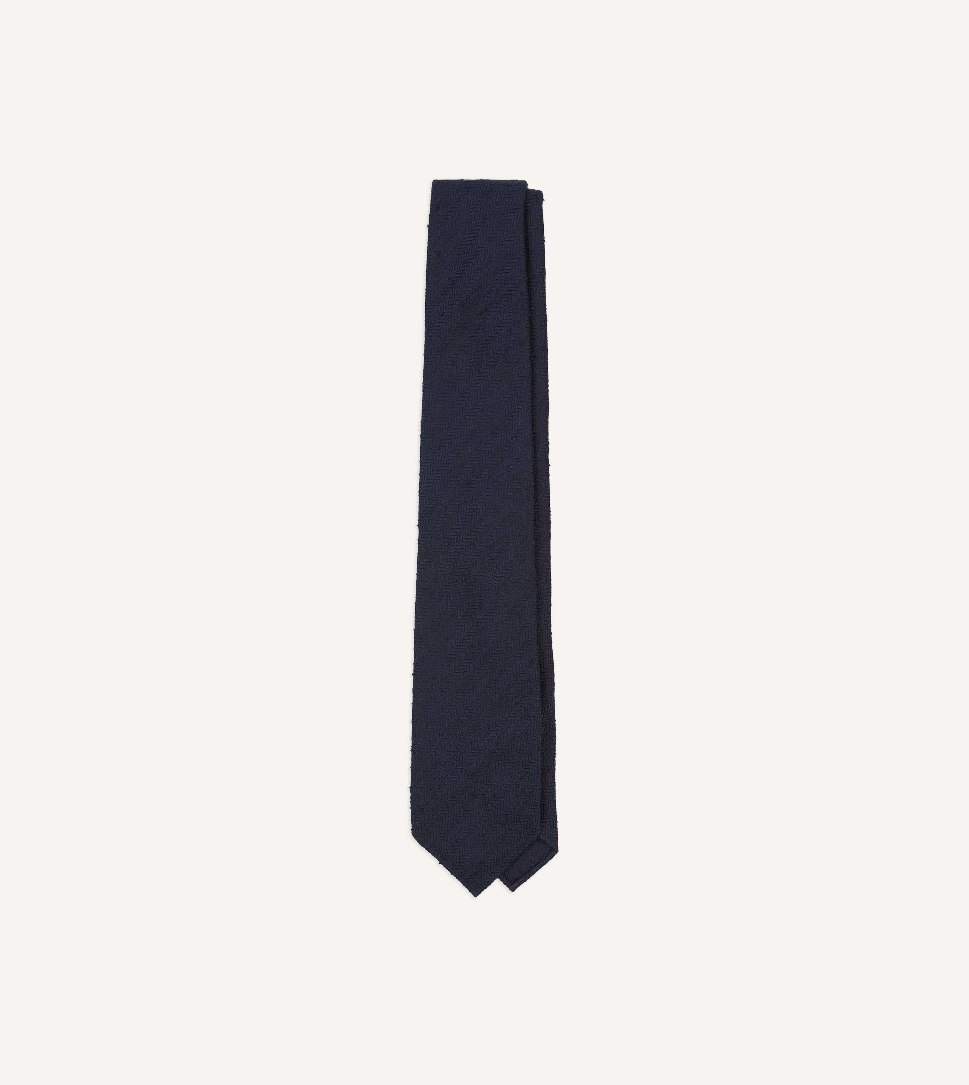Premium Navy Herringbone Shantung Silk Tipped Necktie - Elegant Formal Tie for Business, Weddings & Special Occasions