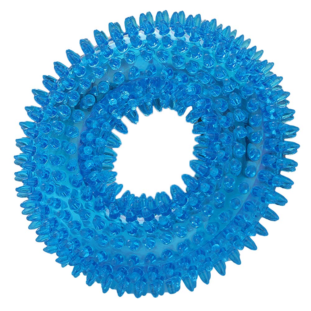 Eamoney Puppy Teething Toys for Small Dogs - Squeaky Chew Toys with Sound, Interactive Training Ring for Puppies - Durable Blue Dog Chew Toy for Teething Relief & Playtime Fun - Perfect for Indoor Play, Outdoor Fetch & Puppy Training