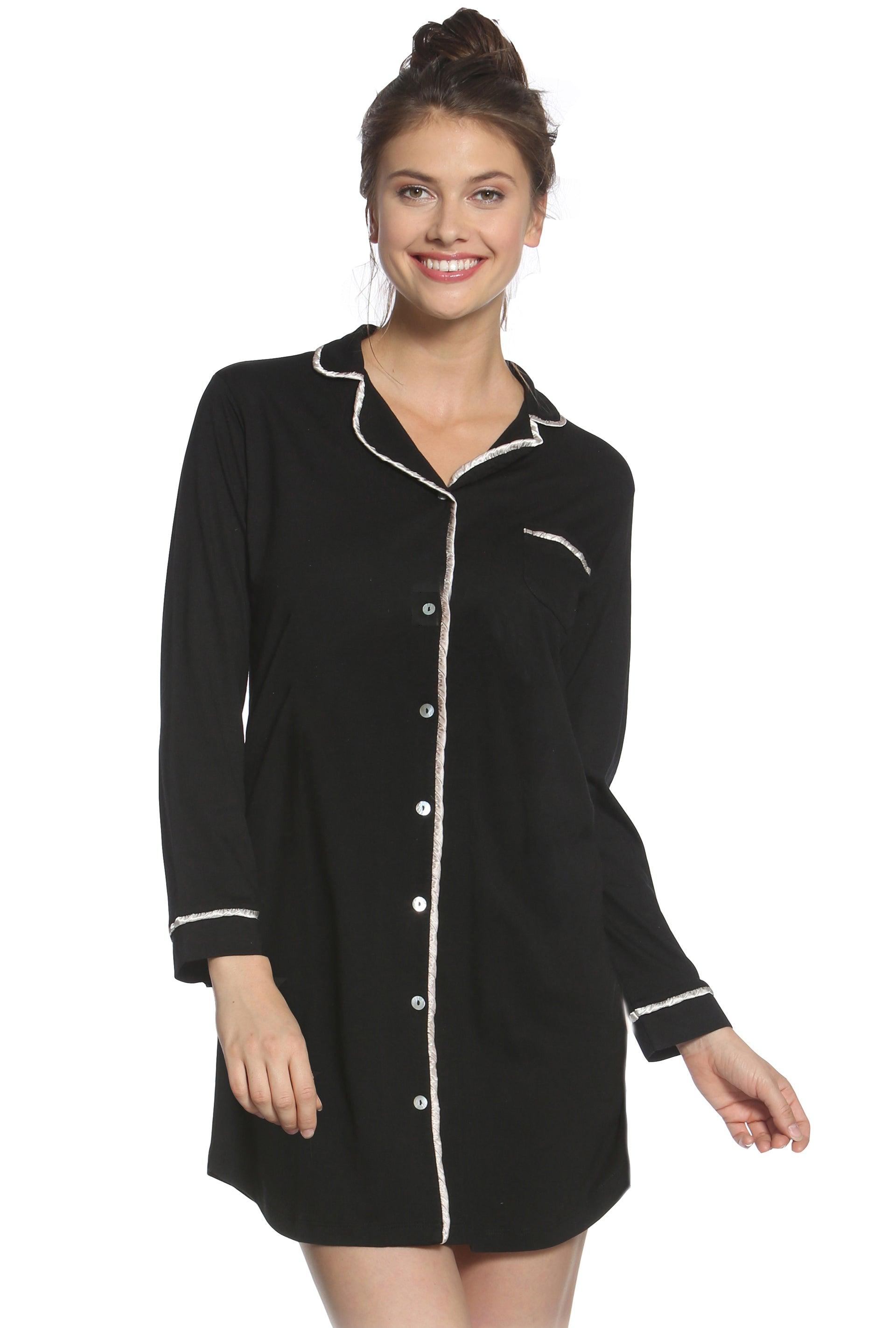 Comfortable Long Sleeve Nightshirt for Women - Soft Sleepwear & Lounge Wear - Perfect for Bedtime, Relaxing at Home, and Cozy Evenings