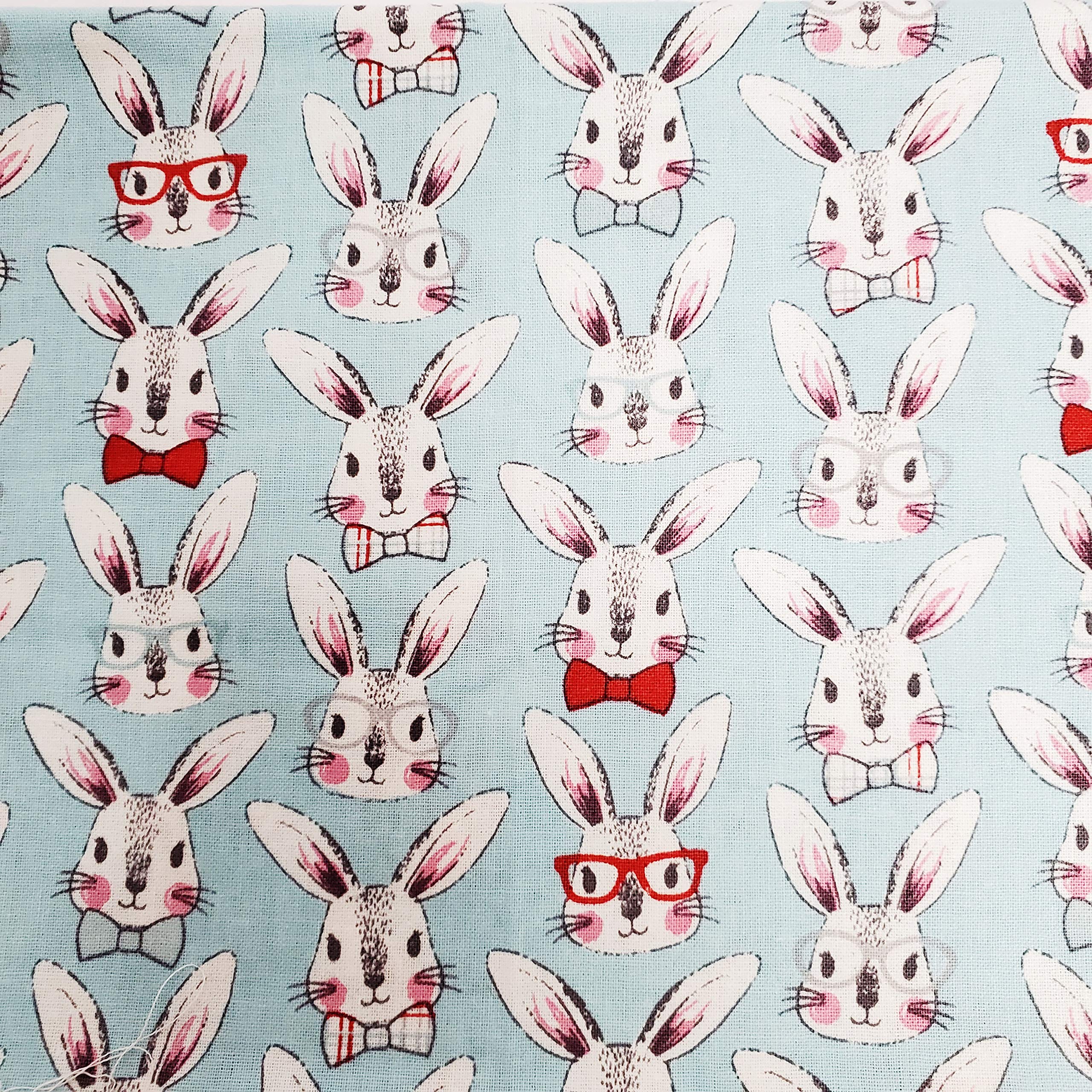 Cute Bunny Rabbit with Glasses Fat Quarter Fabric 18