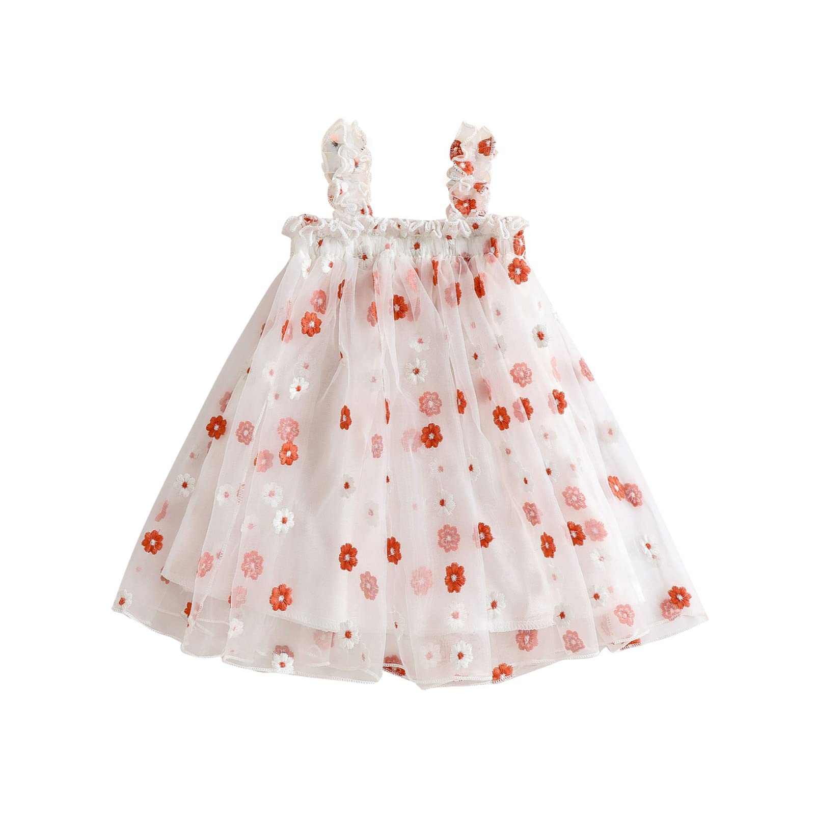 Toddler Girls Princess Dress - Sleeveless Floral Layered Tulle Tutu Dress for Summer, Mesh Fluffy Party Outfit | Perfect for Birthday, Photo Shoots & Special Occasions