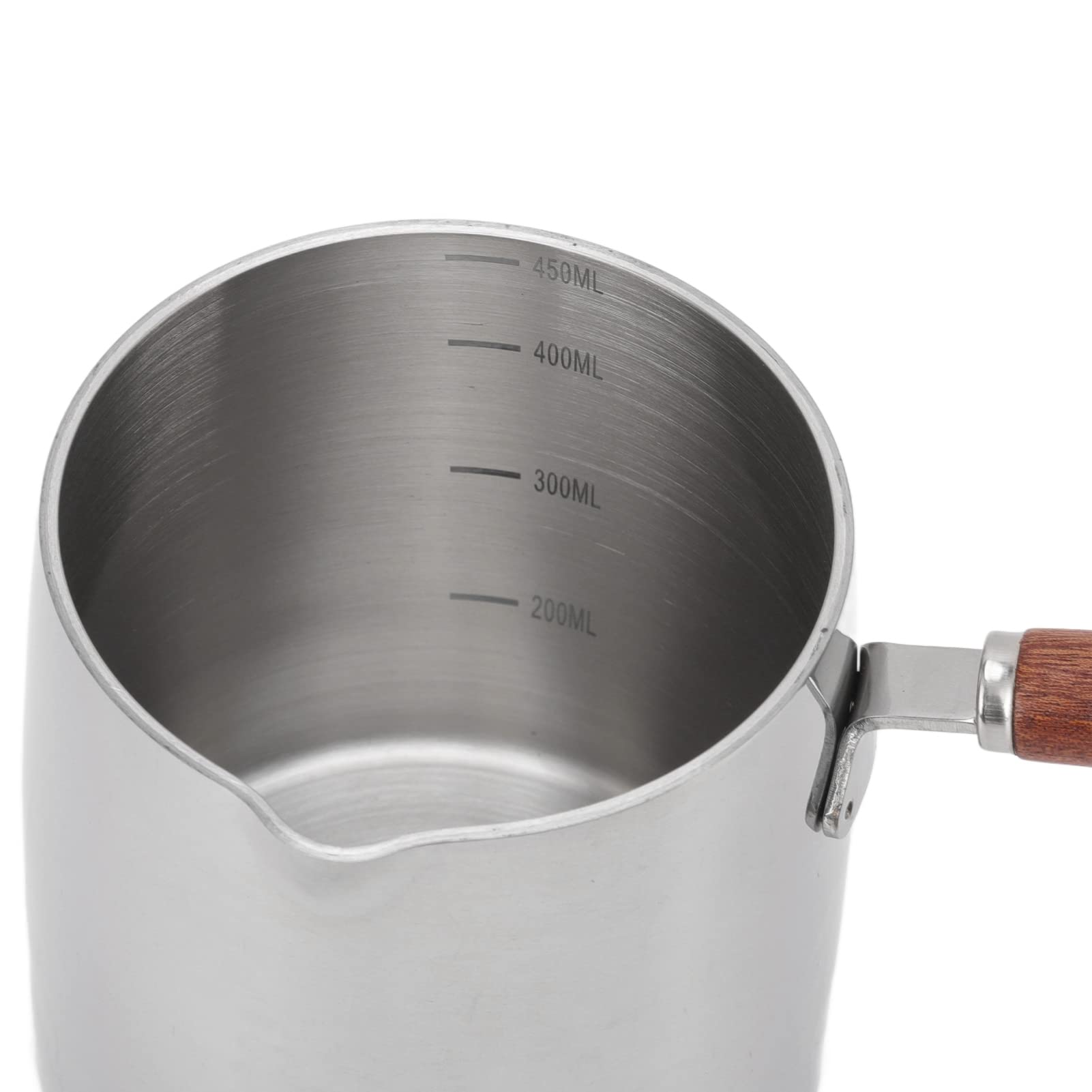 Stainless Steel Butter Warmer 15 oz - Turkish Coffee Pot & Mini Milk/Coffee Warmer with Wooden Handle - Perfect for Melting Chocolate, Heating Maple Syrup, Sauces & More - Ideal for Kitchen, Camping & Coffee Lovers