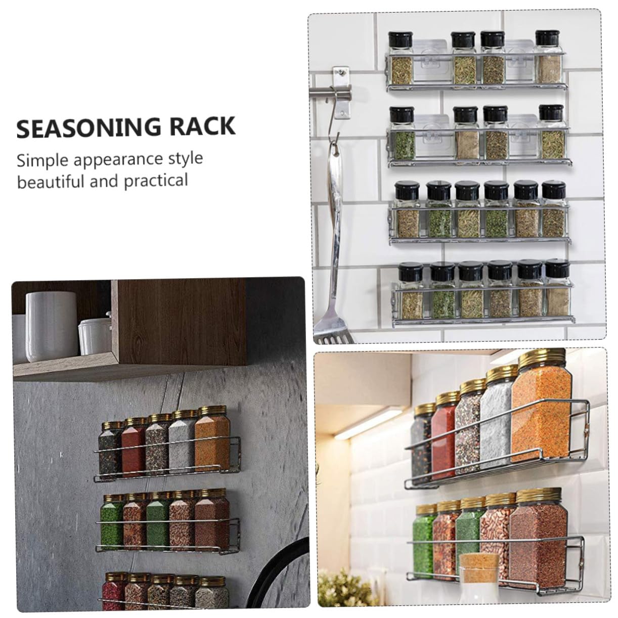 3-Piece Spice Bottle Storage Rack - Wall Mounted Kitchen Seasoning Organizer for Spices & Herbs | Perfect for Small Spaces & Pantry Organization