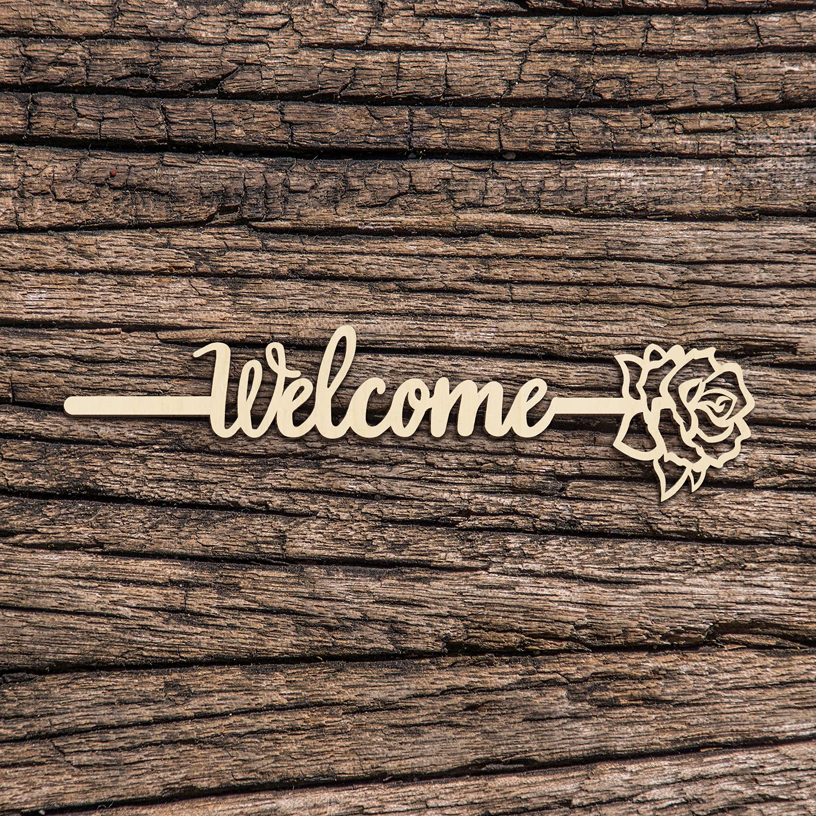 Rustic Unfinished Wood Welcome Sign for Front Door - 12