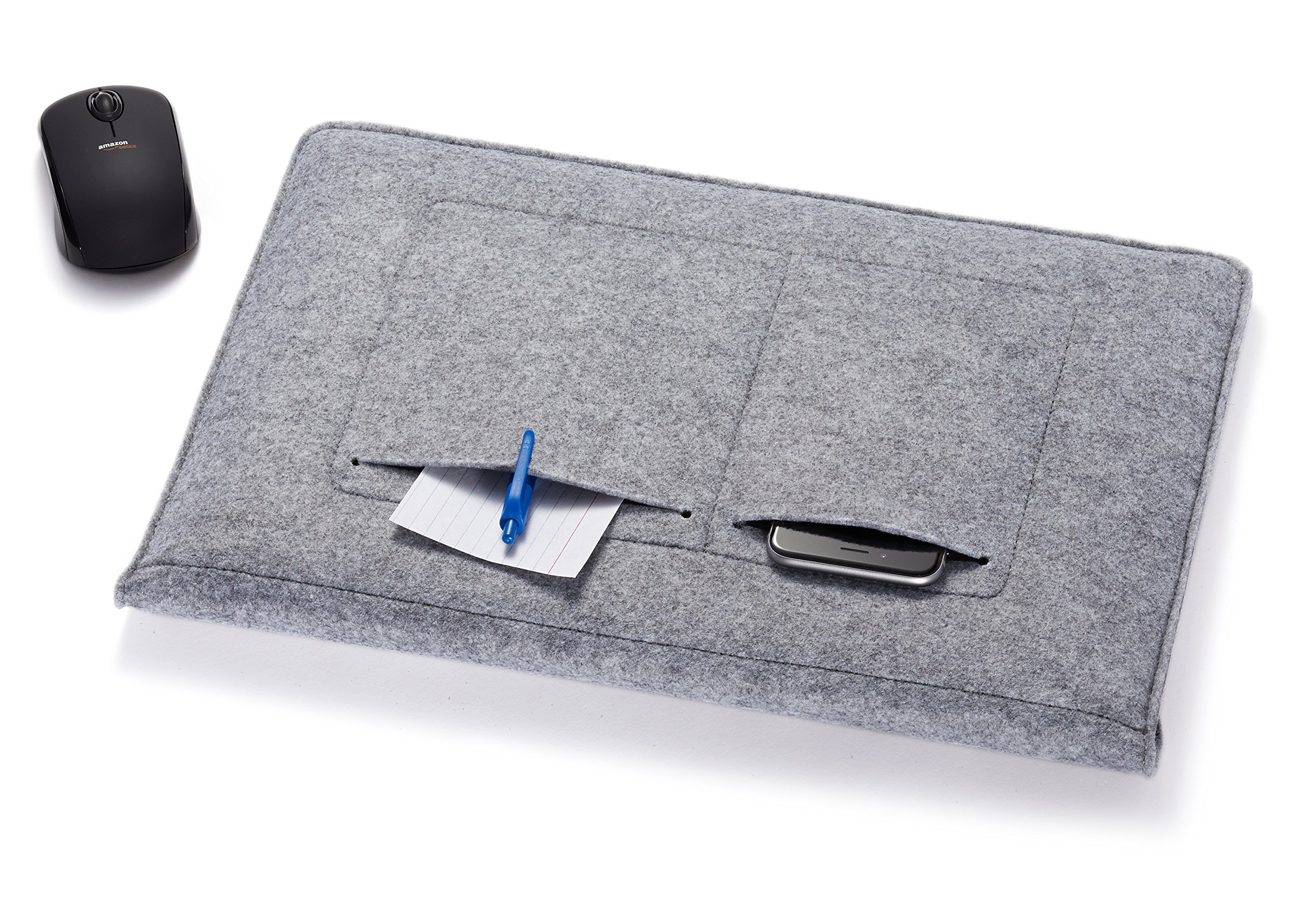 Amazon Basics 15.4 Inch Felt MacBook Laptop Sleeve Case - Light Grey Protective Cover for MacBook Pro/Air | Durable & Scratch-Resistant | Perfect for Travel, Work & School