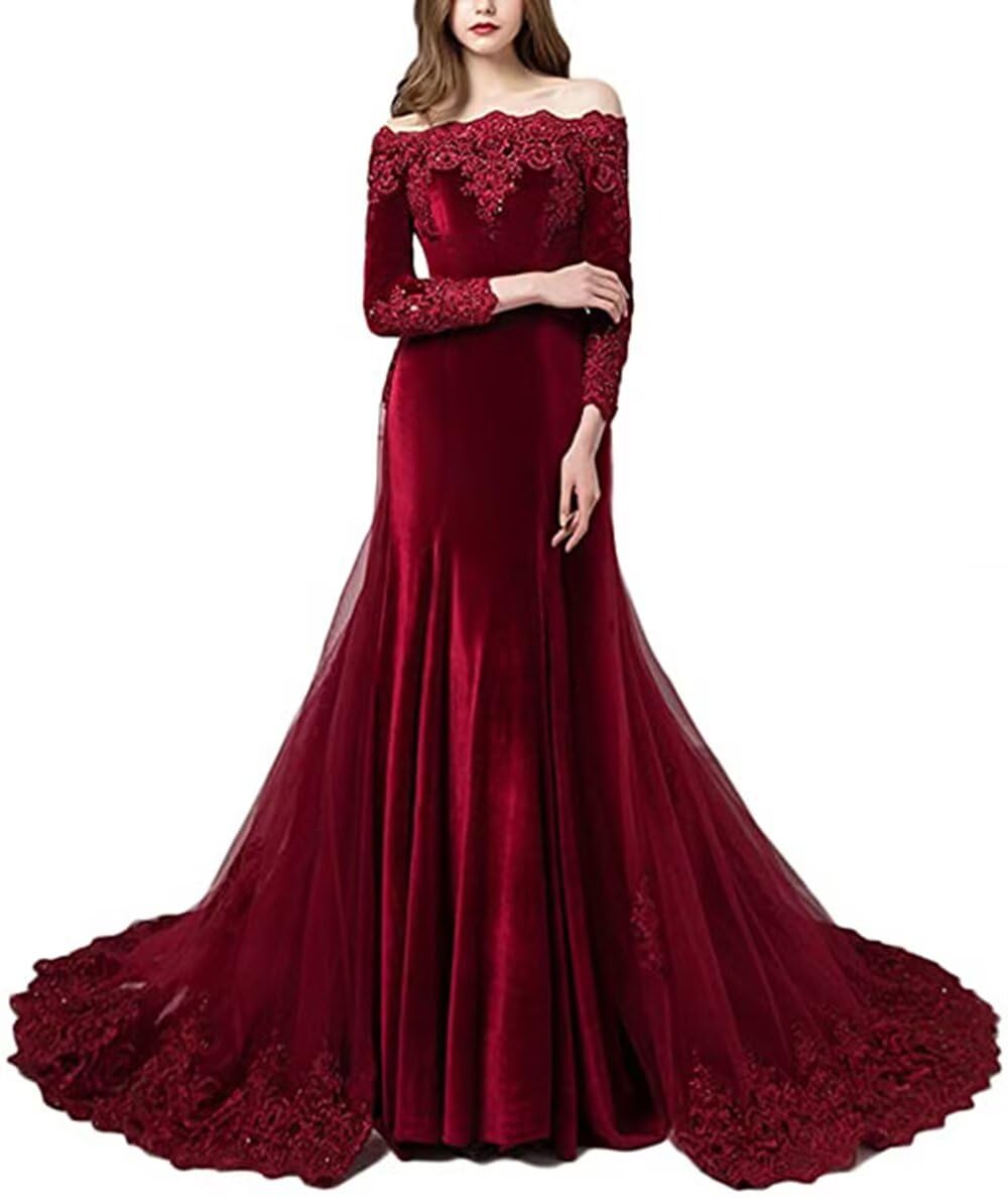 Elegant Velvet Evening Gown with Detachable Train - Perfect for Weddings, Prom, and Formal Events