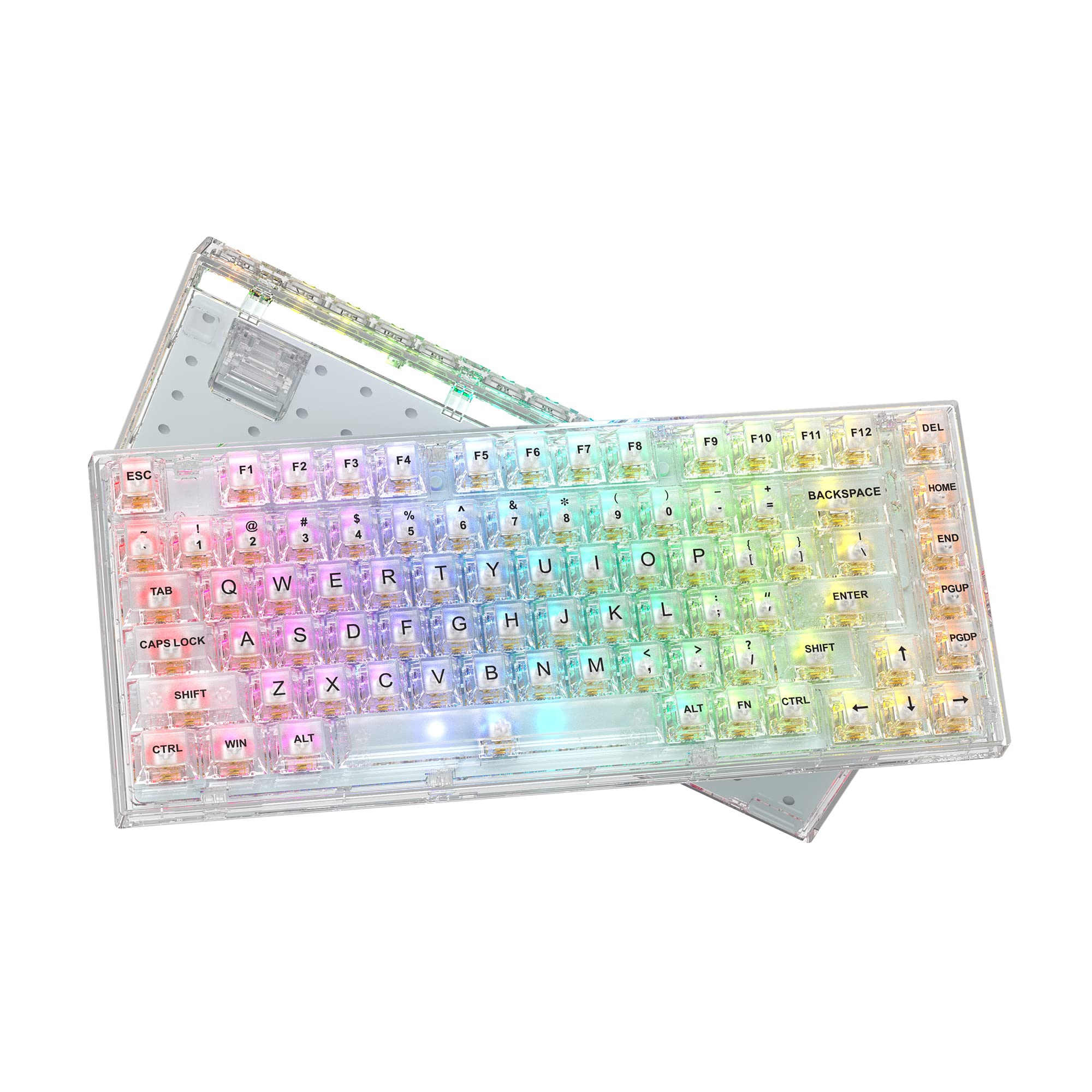 Womier K75 75% Mechanical Gaming Keyboard - Gasket Mount, 82 Keys, RGB Backlit, Hot Swappable, Pre-Lubed Switches, Wired USB for Windows/Mac (White) | Compact Design for Esports, Office & Home Use