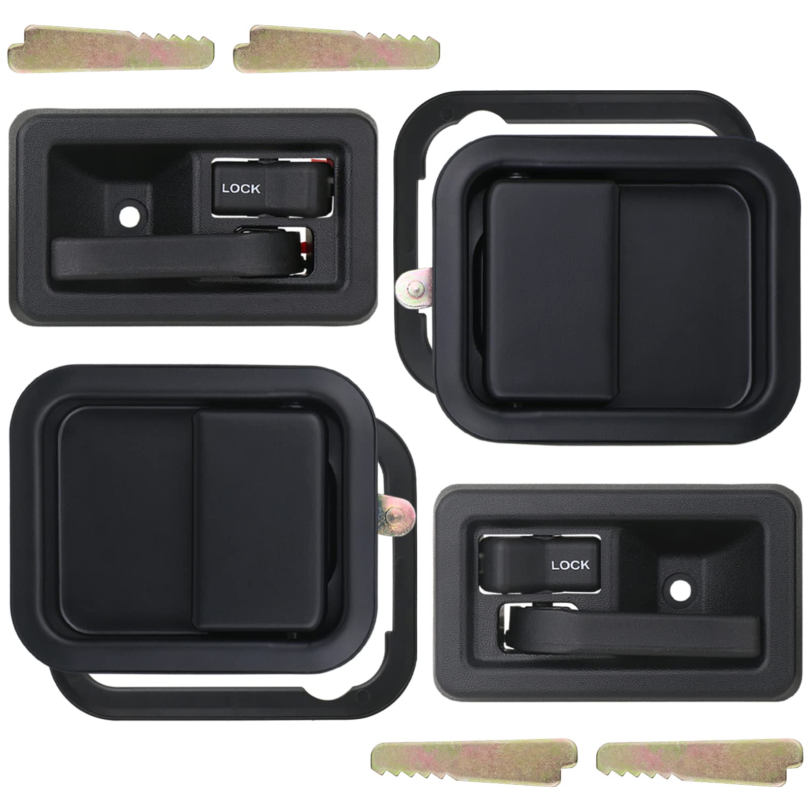APPERFiT Jeep Wrangler YJ TJ 1991-2006 Replacement Door Handles - Exterior & Interior Set with Keepers (Fits Full Doors, Replaces OEM 55176382AE 55176383AE 55176477AB 55176476AB) - Perfect for Off-Roading & Daily Driving Upgrades
