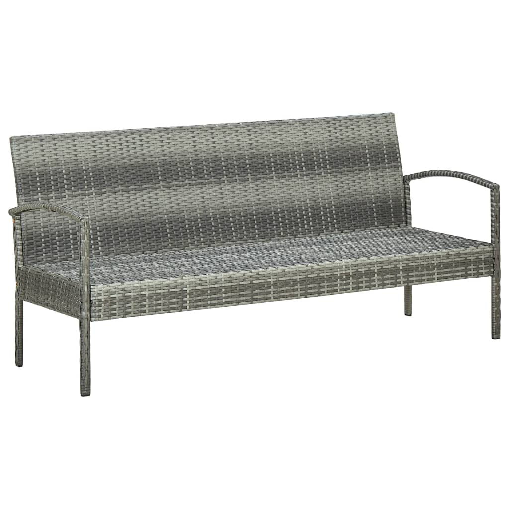 All-Weather 3-Seater Patio Sectional Sofa Set with Cushions - Gray Poly Rattan Outdoor Furniture for Deck, Poolside, Backyard & Porch - Perfect for Relaxing, Entertaining & Lounging in Any Season