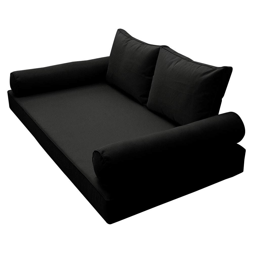 Prolinemax Style1 Full Size 5-Piece Outdoor Daybed Cushion Set with Mattress & Bolster Pillows - Waterproof Patio Furniture Cushions for Poolside, Garden, and Backyard Lounging