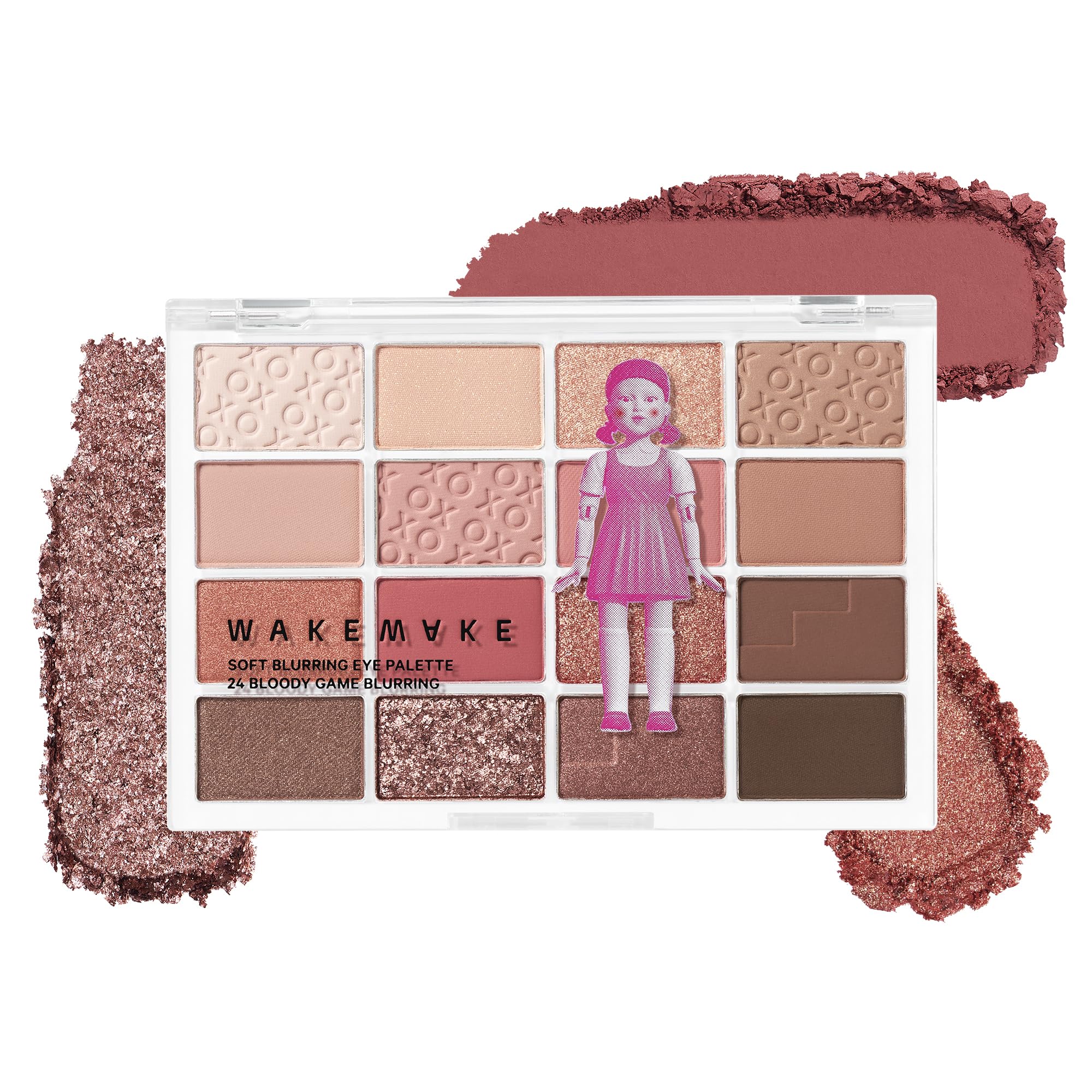 WM X NETFLIX SQUID GAME Soft Blurring Eye Palette 24 Bloody Game Blurring Eyeshadow Palette for Party, Halloween, and Cosplay Makeup