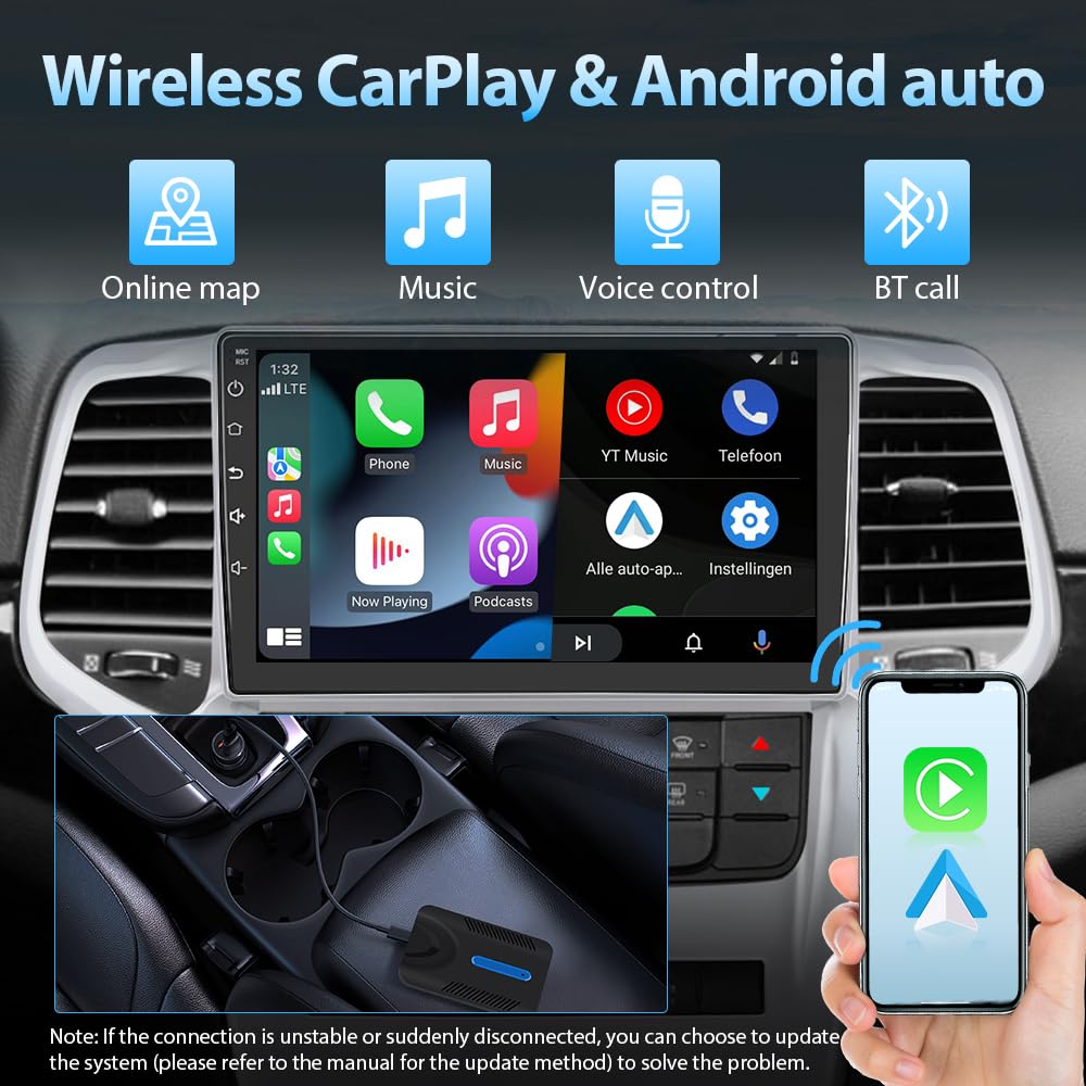 2024 Upgraded 4-in-1 Wireless Car Adapter - Plug & Play USB-A/C to C Cables for Factory Wired CarPlay, Android Auto, AirPlay & MirrorLink | Seamless Smartphone Connectivity for Safer Driving & Hands-Free Navigation