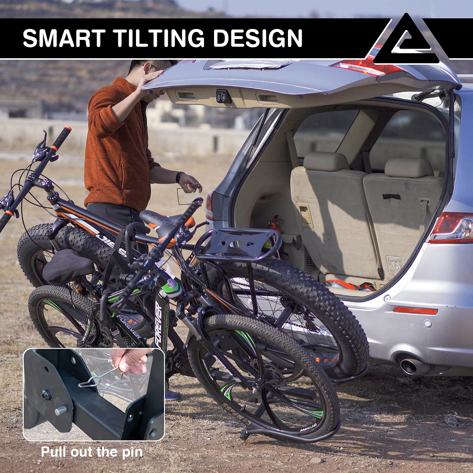 Leader Accessories 2-Bike Platform Hitch Mount Bike Rack - Foldable Tray Style Bicycle Carrier for Cars, Trucks, SUVs & Minivans with 2