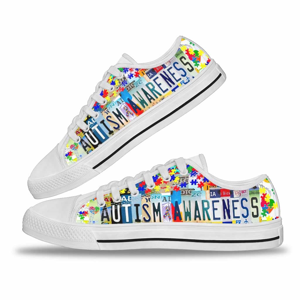 Autism Awareness Canvas Low Top Sneakers for Men & Women - Comfortable Autism Support Shoes with Durable Design (Ideal for Daily Wear, Walks & Autism Awareness Events) - Ships with Original Box