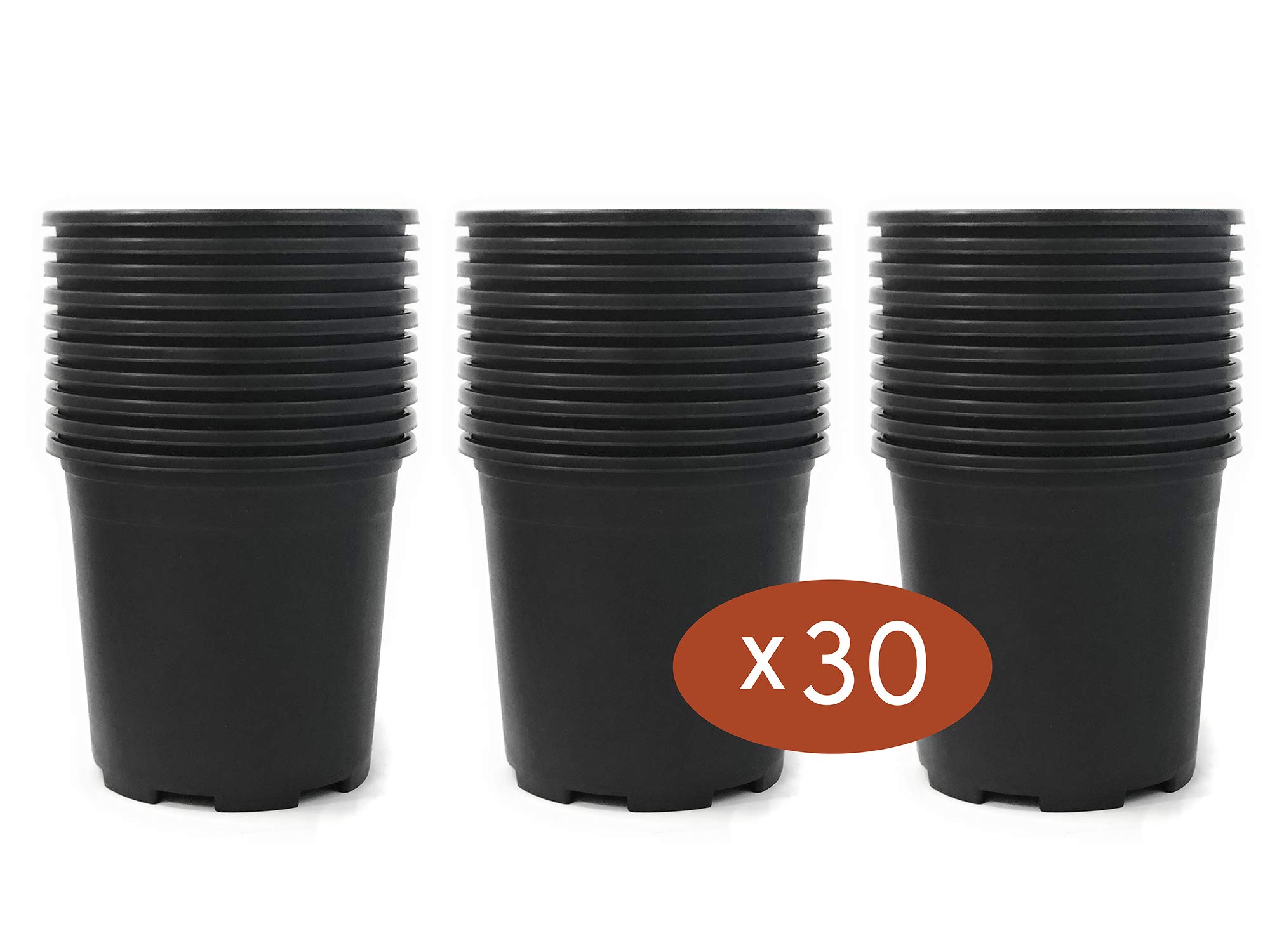 **30-Pack 2 Gallon 9 Inch Black Plastic Planters with Drainage Holes - Wholesale Nursery Pots for Indoor & Outdoor Plants, Gardening, Flowers - Perfect for Home, Office, and Garden Decor**