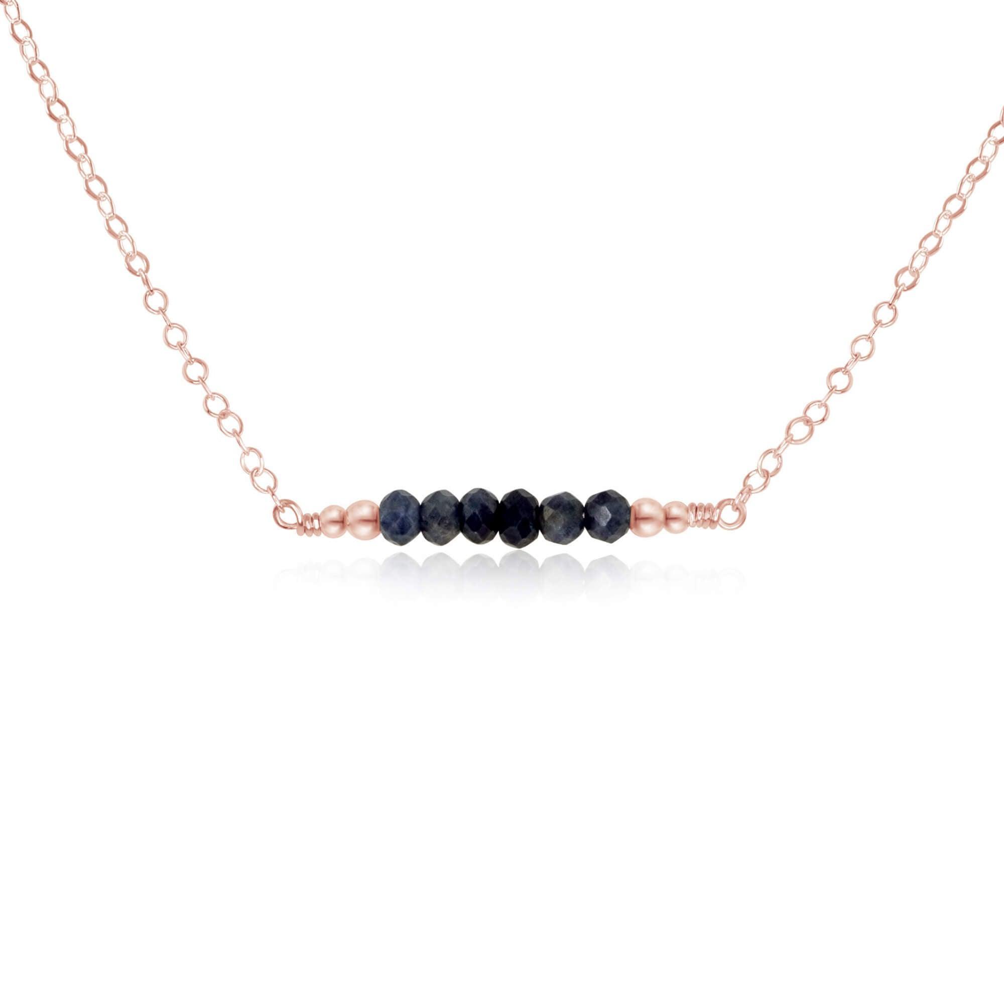 Sparkling Blue Sapphire Faceted Bead Bar Necklace - Elegant Handmade Jewelry for Women | Perfect for Weddings, Parties & Special Occasions