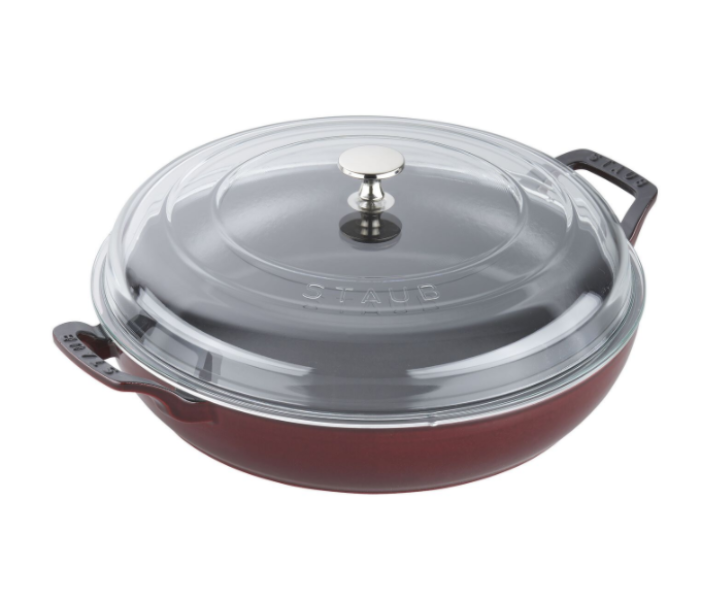 Staub Enameled Cast Iron Braiser with Glass Lid - 5.5 Qt Dutch Oven for Roasting, Baking & Searing - Perfect for Stovetop, Oven & Serving Dishes