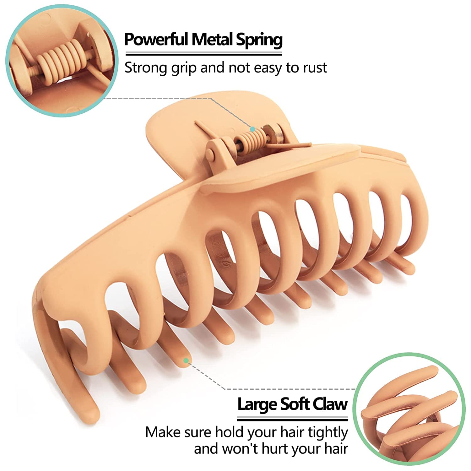 EPARTY 4-Pack Large Hair Claw Clips for Women - 4.33 Inch Matte Hair Clips with Strong Hold for Thin, Thick & Curly Hair (4 Colors) - Perfect for Updos, Ponytails & Everyday Hairstyles