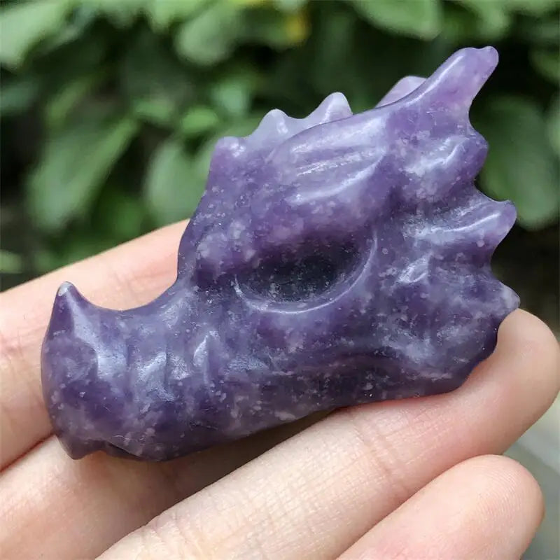 Natural Healing Crystal Carving - Hand Carved Quartz Dragon Head Skull Figurine - Spiritual Decor, Meditation Gift, Feng Shui Home Decor - Perfect for Yoga Spaces, Office Desk & Crystal Collections (1pc)