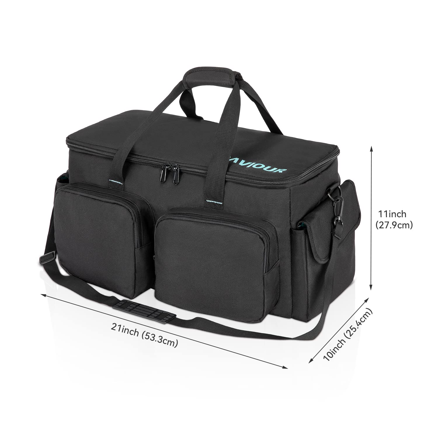 SAVIOUR DJ Cable File Bag - Detachable Padded Bottom & Adjustable Dividers for Music/Audio/Visual Cables - Portable Travel Storage & Studio Organization - Perfect for DJs, Musicians & AV Professionals (Blue)