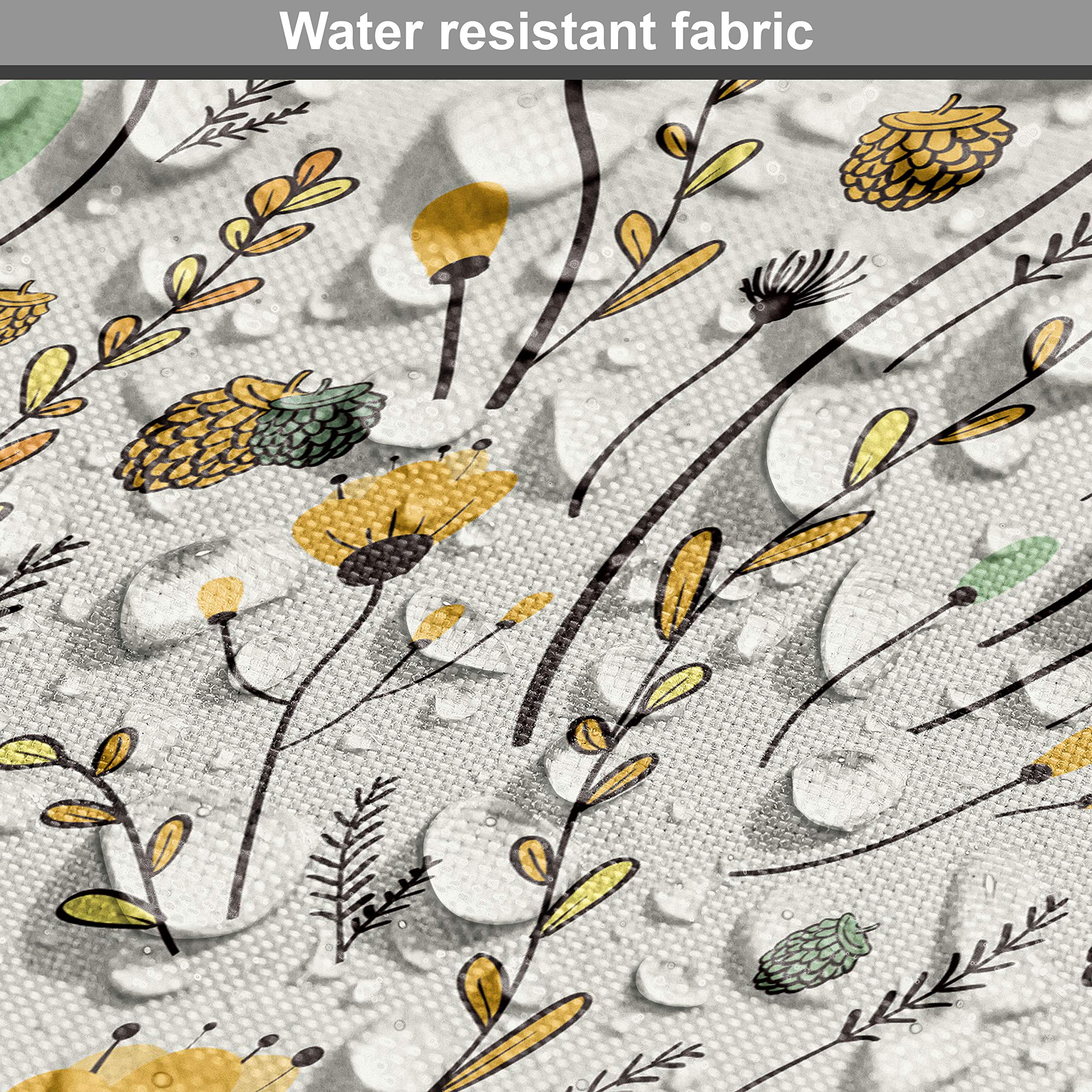 Ambesonne Cartoon Fabric by The Yard - Yellow Floral Acorn Foliage Pattern Eco-Friendly Upholstery Fabric for Sofa, Curtains, Pillows & Home Decor (Yellow, Sea Green, Black) - Perfect for Spring Home Makeover & DIY Craft Projects