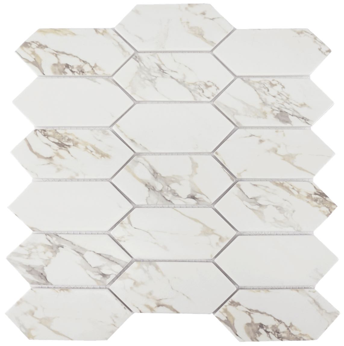 Recycled Glass Tile Beige Picket - Eco-Friendly Mosaic for Kitchen Backsplash & Bathroom Wall Decor