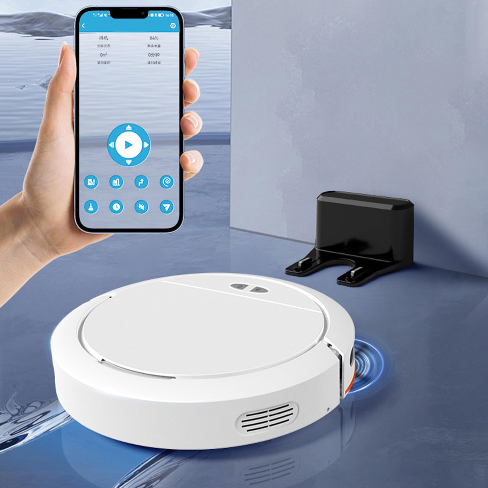 3-in-1 Robot Vacuum and Mop Combo with 2700Pa Strong Suction - Self-Charging Smart Vacuum Cleaner with APP Control for Pet Hair, Hard Floors & Low Carpets (White) | Perfect for Homes with Pets, Hardwood Floors & Daily Cleaning