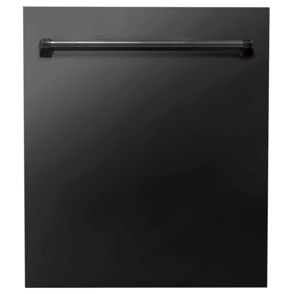 ZLINE 36-Inch Black Stainless Steel Dual Fuel Range Kitchen Package with Range Hood, Microwave Drawer & Dishwasher (4KP RABRH36 MWDW) - Perfect for Modern Kitchens & Home Renovations