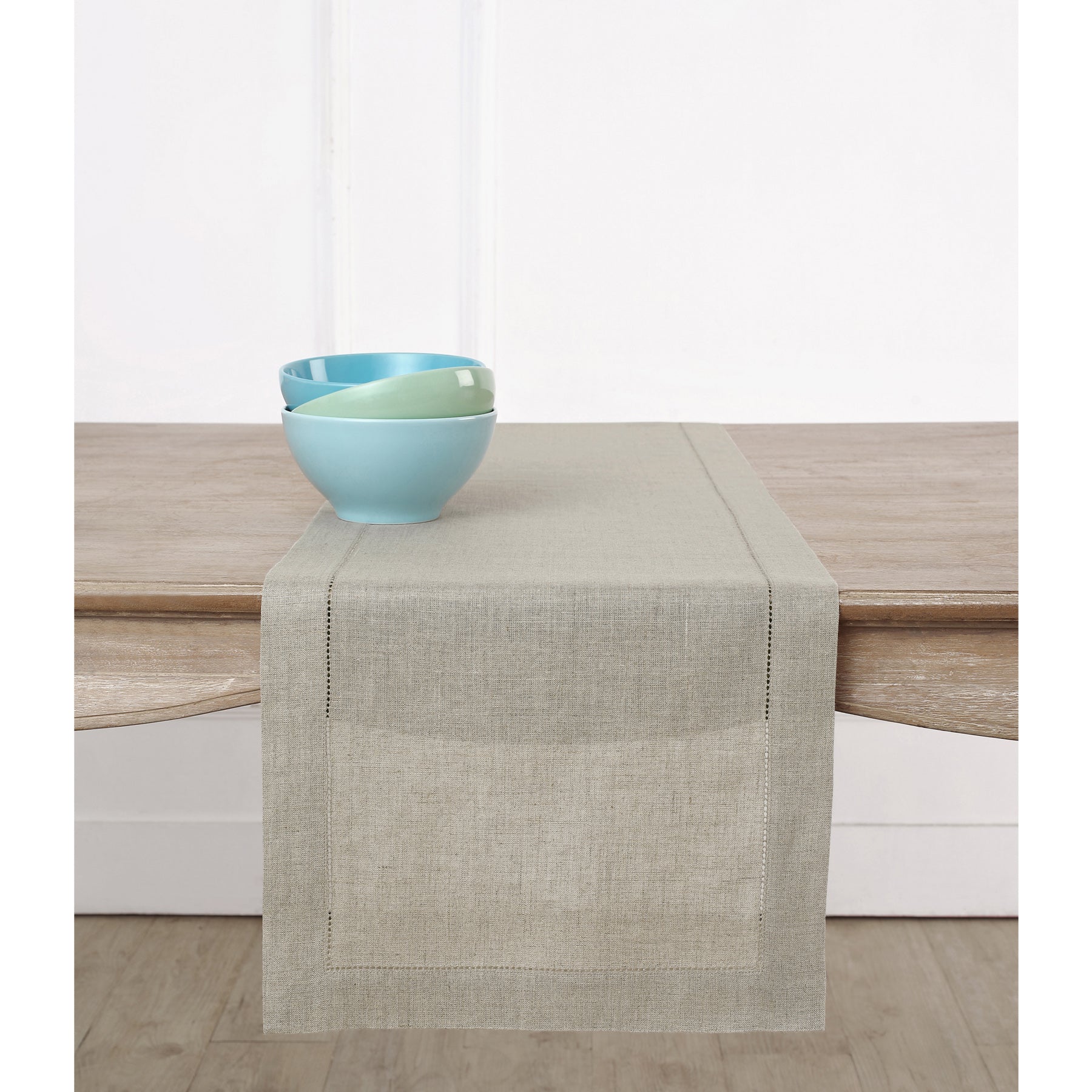 Classic Hemstitch Table Runner - 16 Inch & 18 Inch Wide Linen Tablecloth for Dining Room Decor, Wedding, Party & Holiday Table Setting