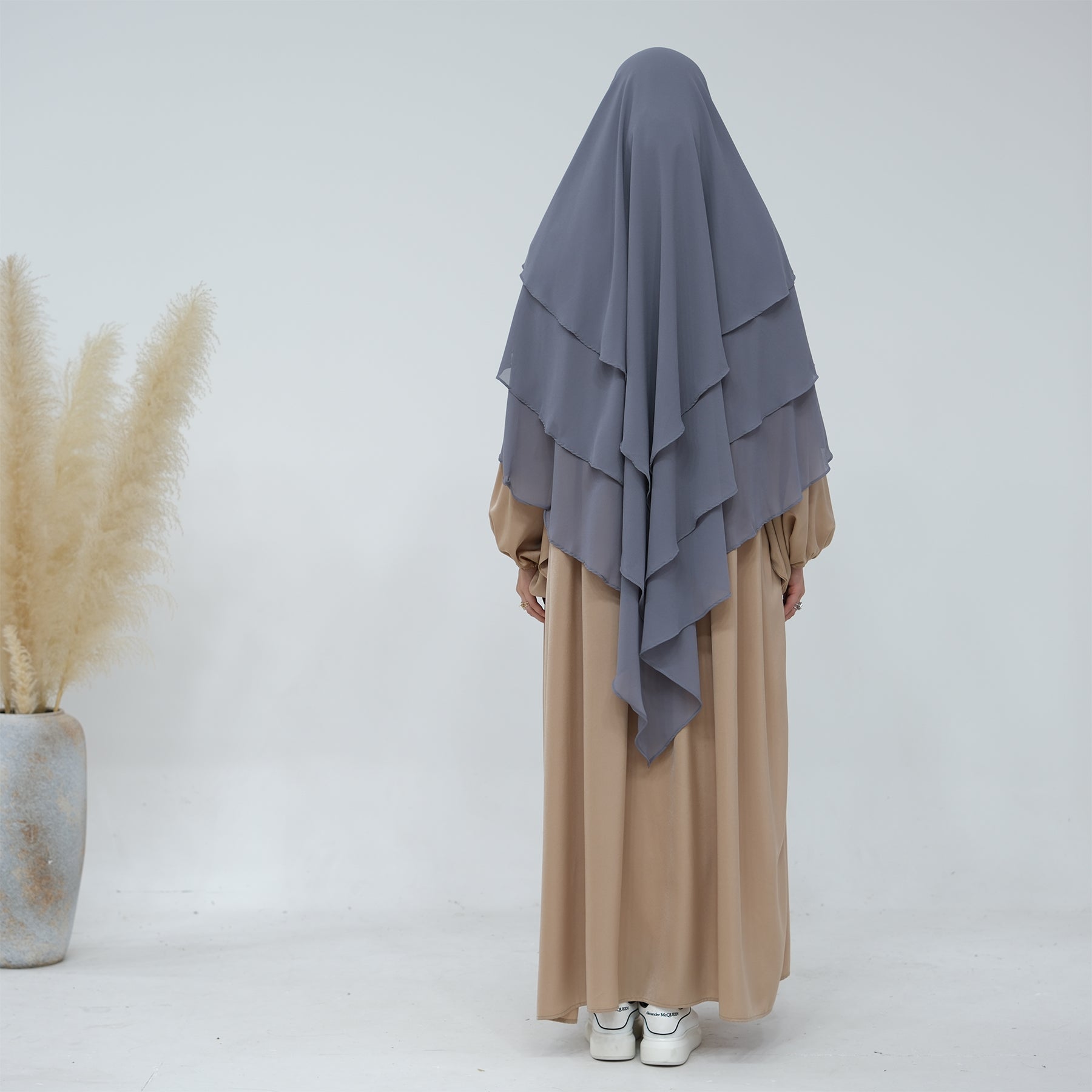 3-Layer Chiffon Khimar Scarf - Lightweight Muslim Hijab for Women - Perfect for Prayer, Daily Wear & Special Occasions