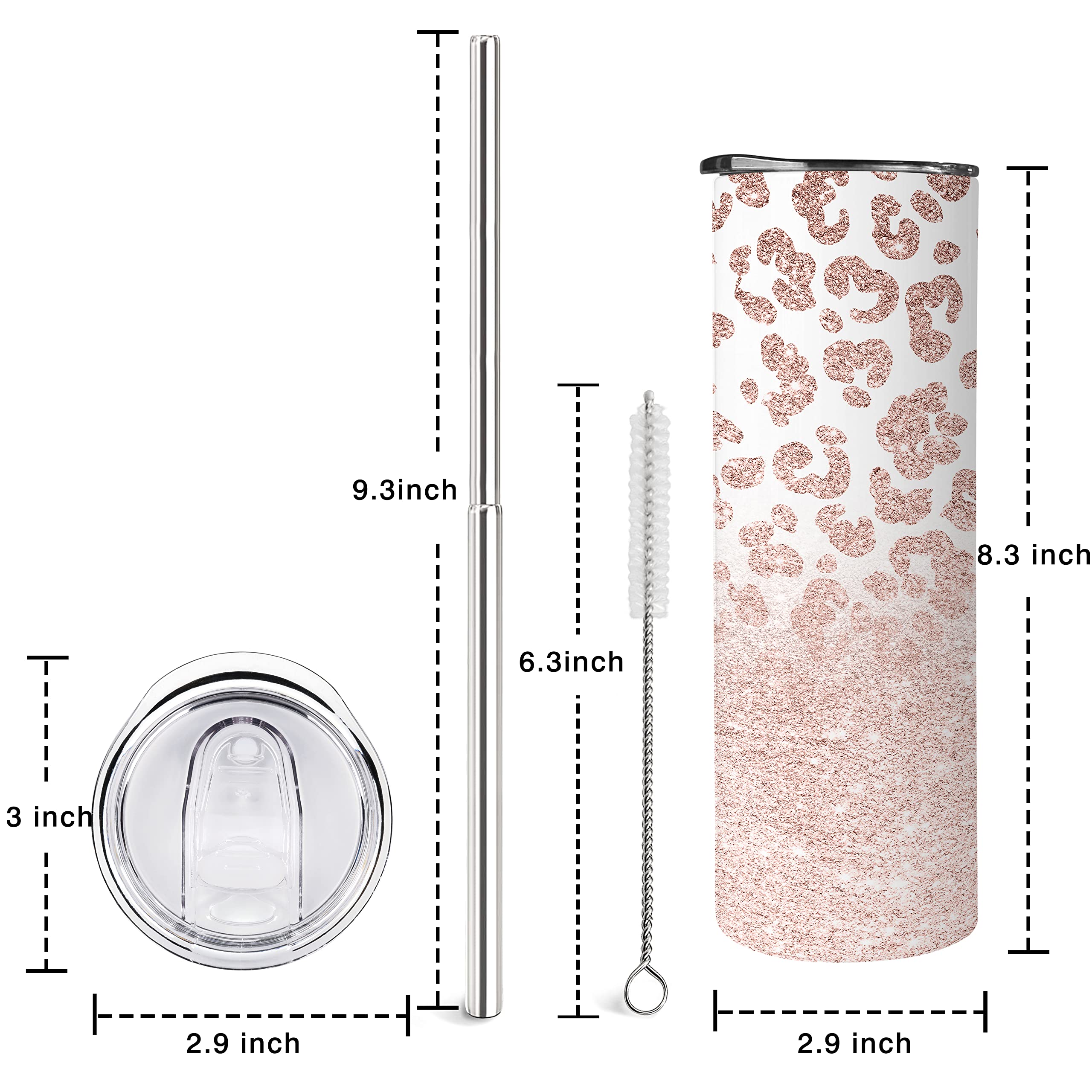 20oz Leopard Print Stainless Steel Tumbler with Lid & Straw - Insulated Cheetah Design Coffee Travel Mug for Hot & Cold Drinks - Perfect for Office, Gym, and Outdoor Adventures