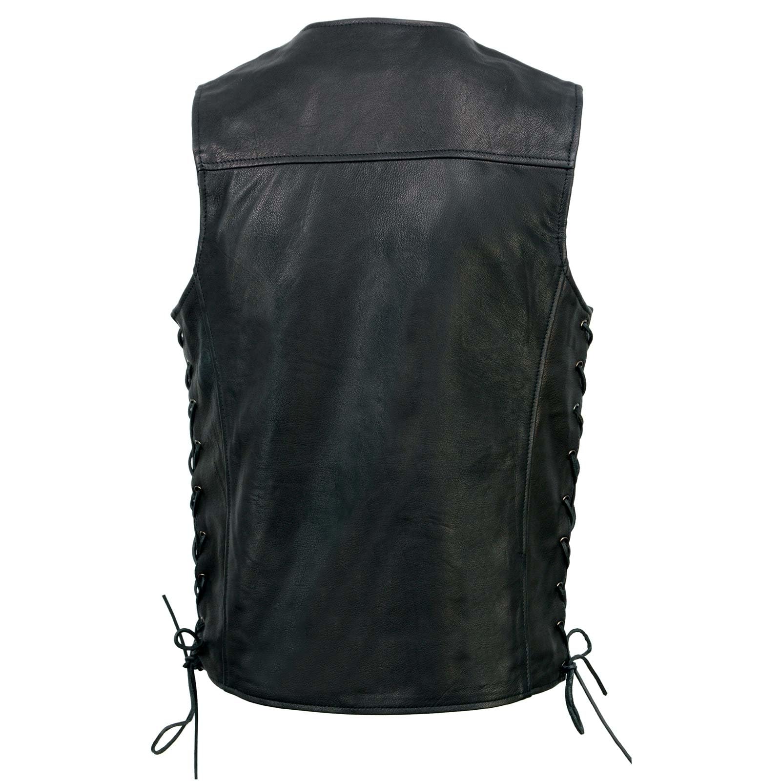 Milwaukee Premium Leather Motorcycle Vest for Men - Classic V-Neck Design, Medium Size | Durable Riding Gear for Bikers & Cruiser Enthusiasts