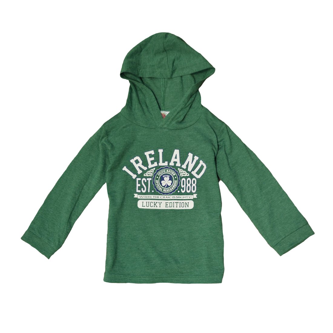 Carrolls Irish Gifts Kids Hooded Long Sleeve T-Shirt - Ireland Lucky Edition Text - Perfect for St. Patrick's Day & Irish-Themed Events
