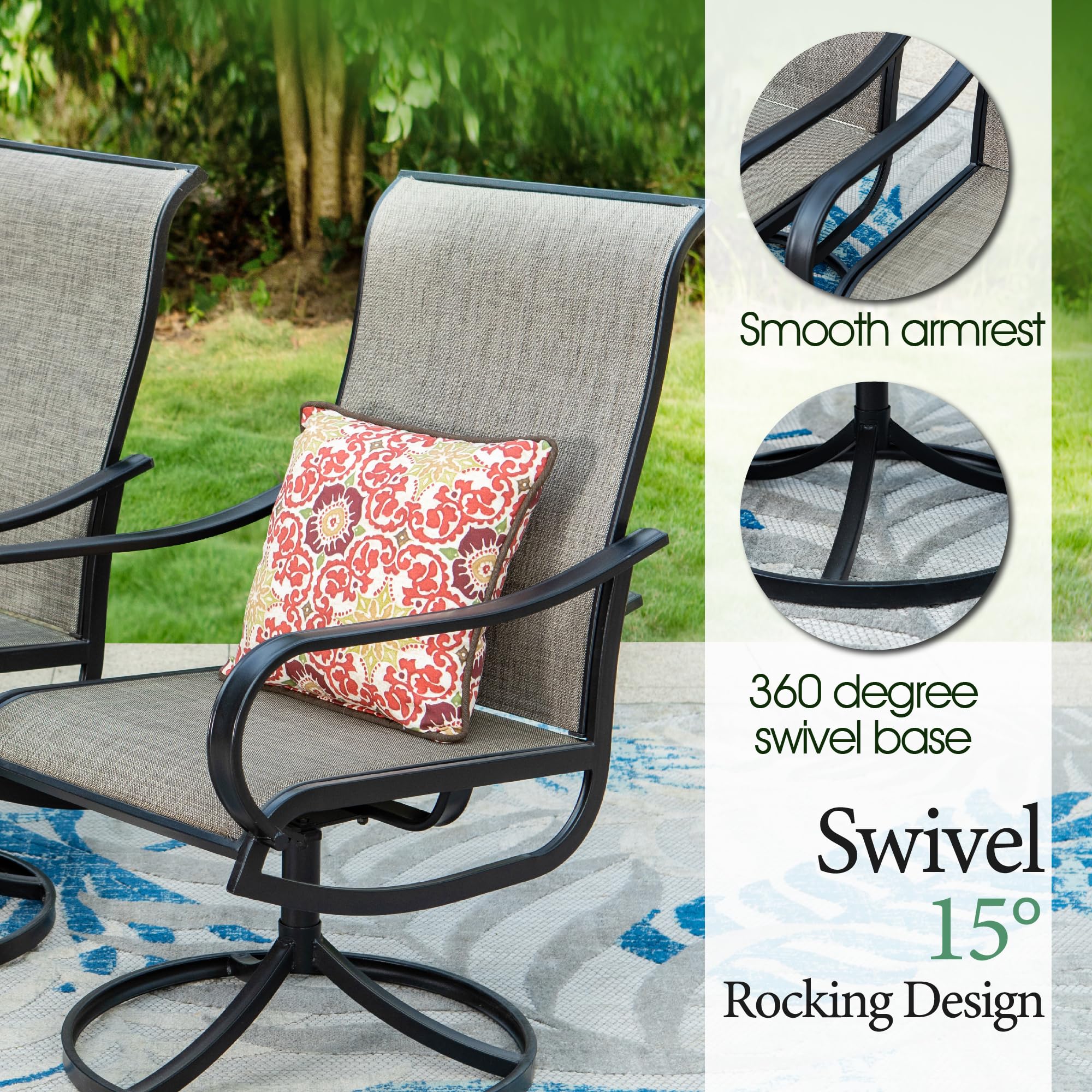Sophia & William 7-Piece Outdoor Patio Dining Set - 6 Textilene Swivel Chairs & Expandable 6-8 Person Metal Table for Garden, Backyard, Poolside | Durable Weather-Resistant Outdoor Furniture for Entertaining