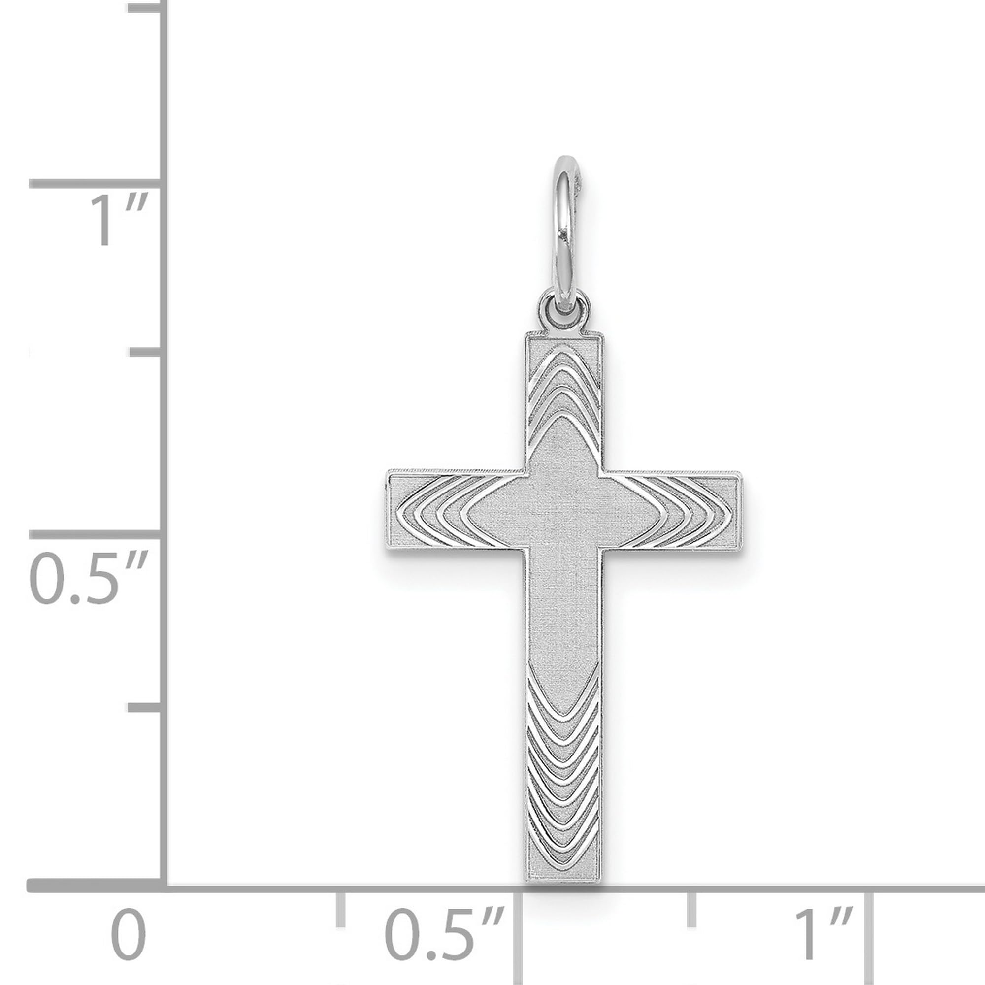 925 Sterling Silver Laser Engraved Cross Pendant Necklace - 20mm x 13mm - Perfect for Religious Gifts, Baptism, Confirmation & Everyday Faith Jewelry