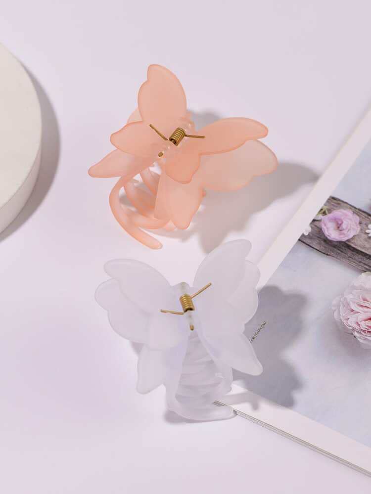 6pcs Pastel Ice Color Double Wing Butterfly Hair Clips - Large Plastic Jaw Clamp Barrette for Women & Girls | Perfect Gift for Mom, Birthday, Party & Everyday Hair Accessories