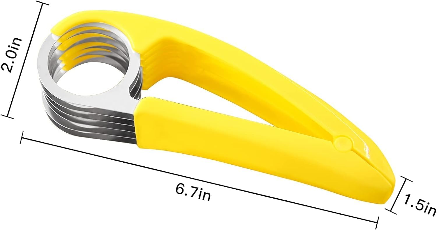 Stainless Steel Banana Slicer & Strawberry Cutter - Effortless Perfect Slices Every Time for Smoothies, Desserts, Salads & Snacks - Durable Kitchen Tool for Fruit Prep - Easy to Clean & Dishwasher Safe - Ideal for Breakfast, Meal Prep & Kids Lunch Boxes
