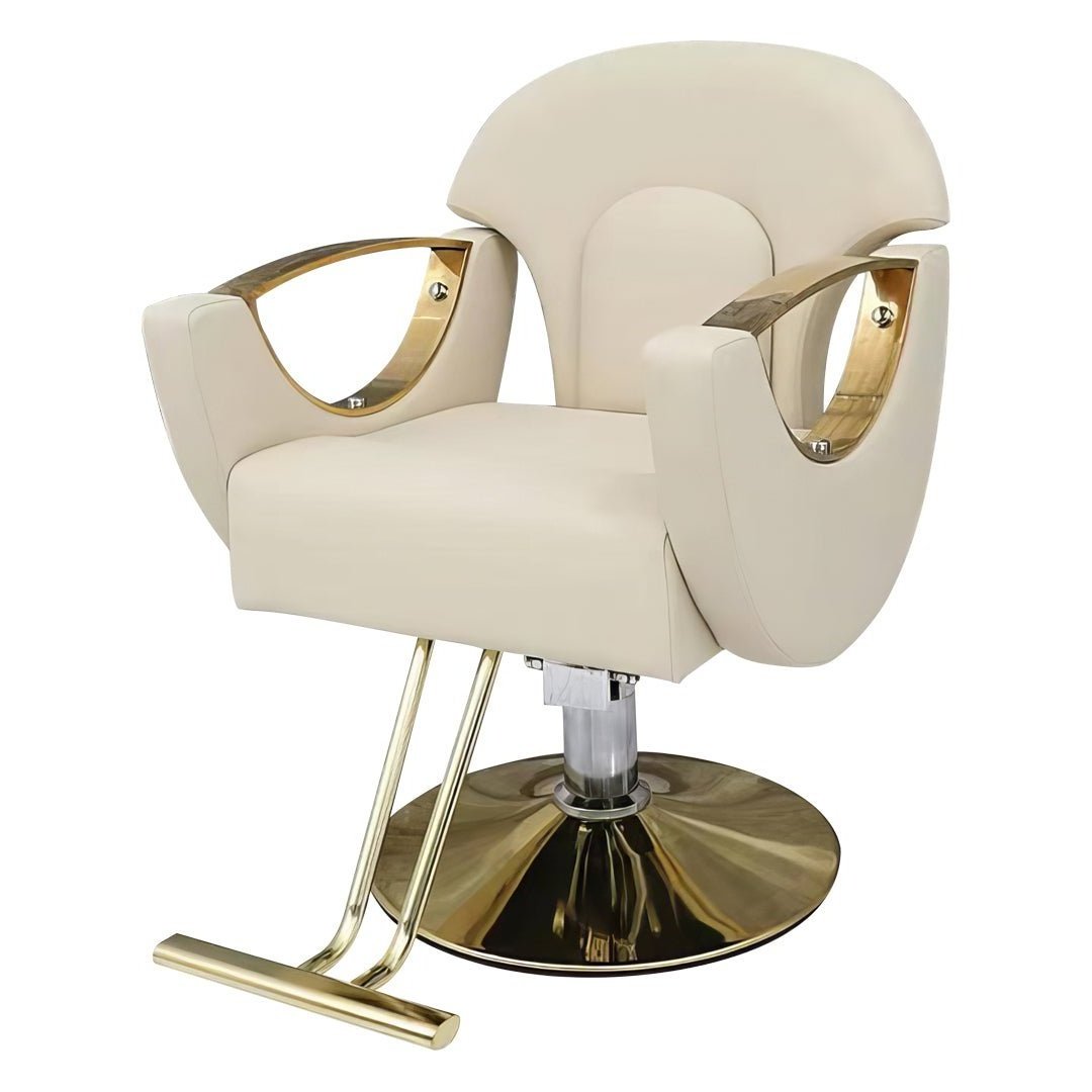 Modern All-Purpose Hydraulic Styling Chair 002 Cream - Adjustable Salon & Home Office Chair for Hairdressers, Makeup Artists & Remote Workers