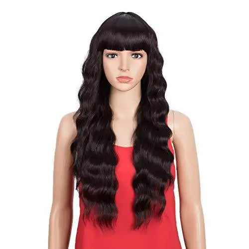 Natural Wavy Hair Wig with Bangs for Women - Soft & Realistic Synthetic Hairpiece for Daily Wear, Cosplay & Costume Parties