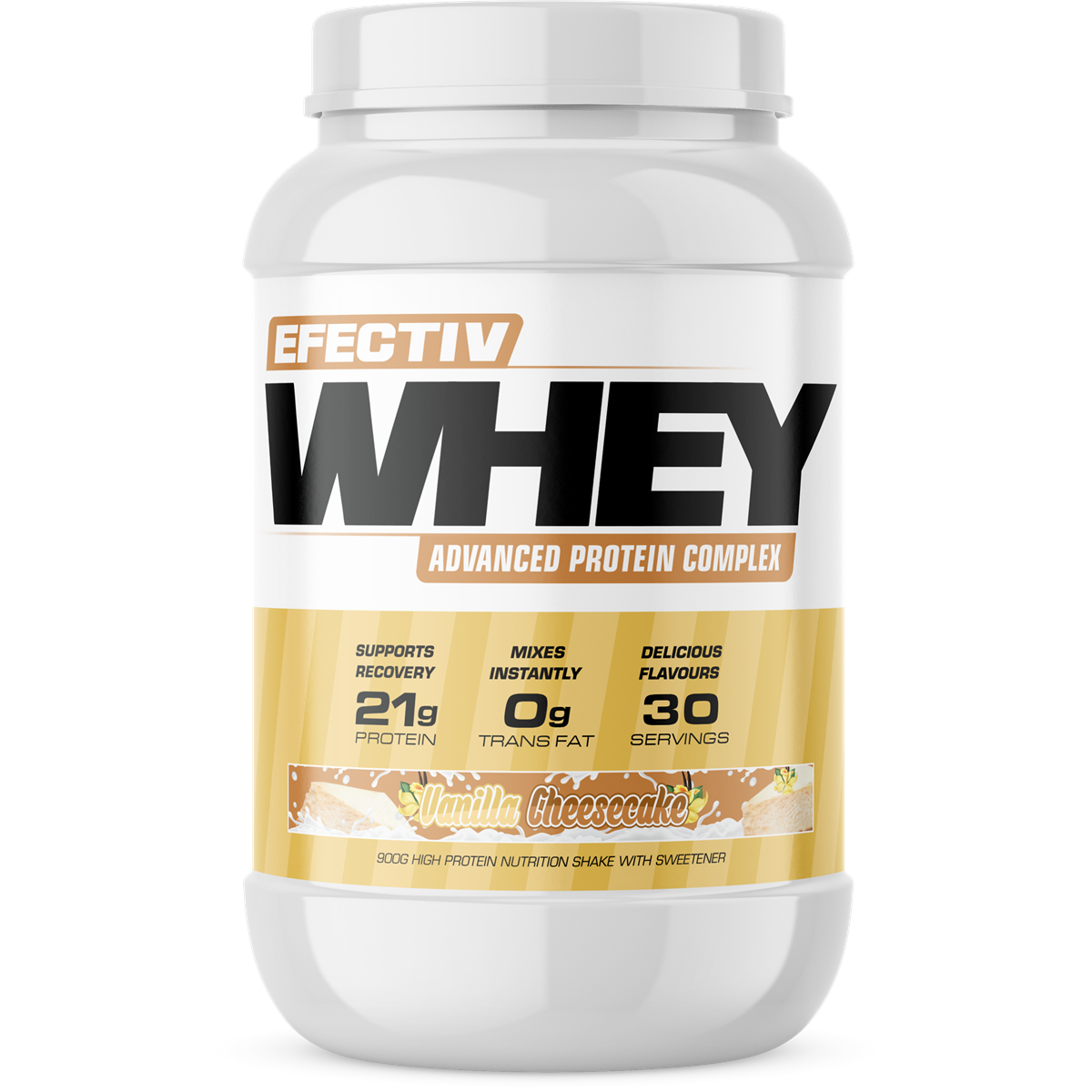 Efectiv Nutrition Whey Protein Powder - 900g Vanilla Cheesecake Flavor | High-Quality Protein Supplement for Muscle Recovery & Workout | Ideal for Post-Workout, Breakfast Smoothies & Healthy Snacks