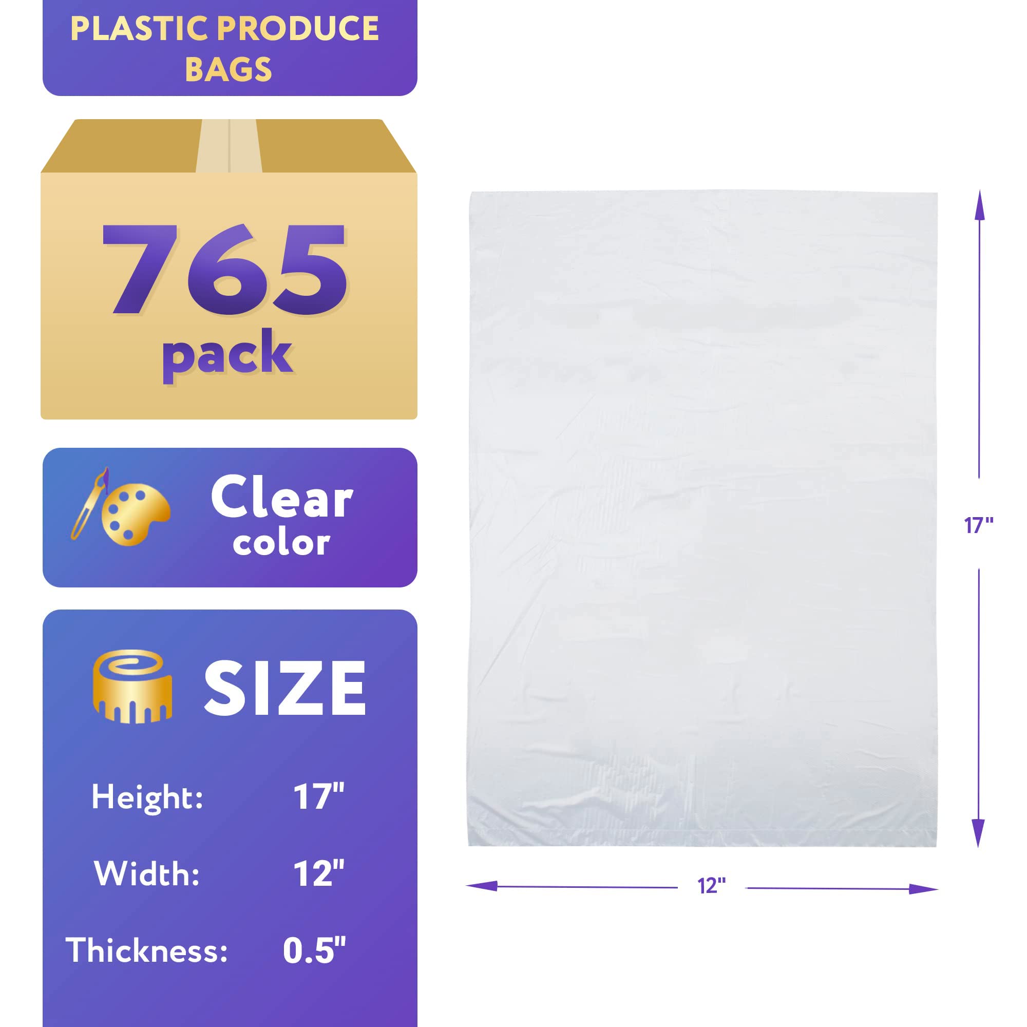 APQ Clear Plastic Produce Bags on Roll 12