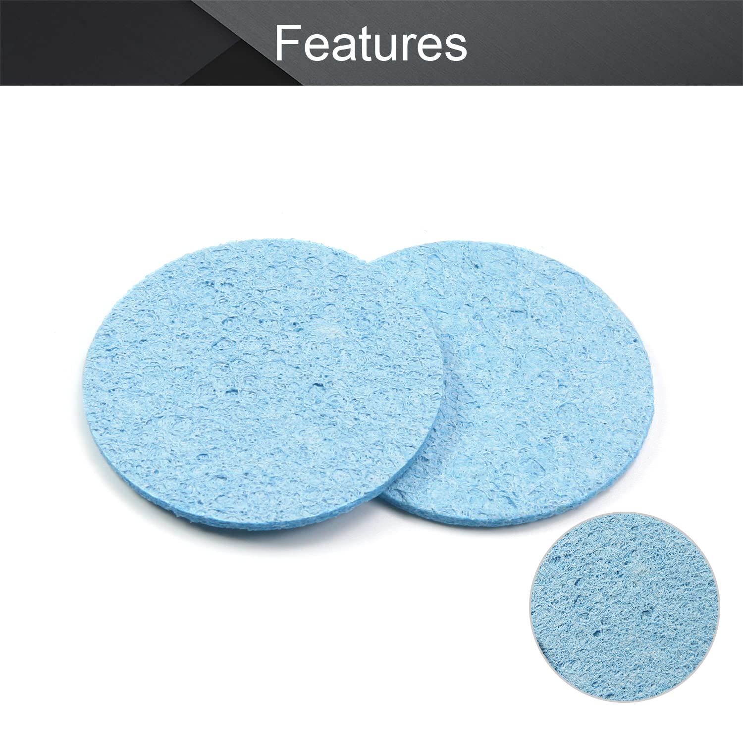 Bettomshin 10Pcs Blue Round Soldering Sponge 55mmx55mmx11mm - High Heat Resistant Cleaning Pads for Soldering Iron Tips, Welding Tools Maintenance - Perfect for Electronics Repair, DIY Projects & Circuit Board Soldering