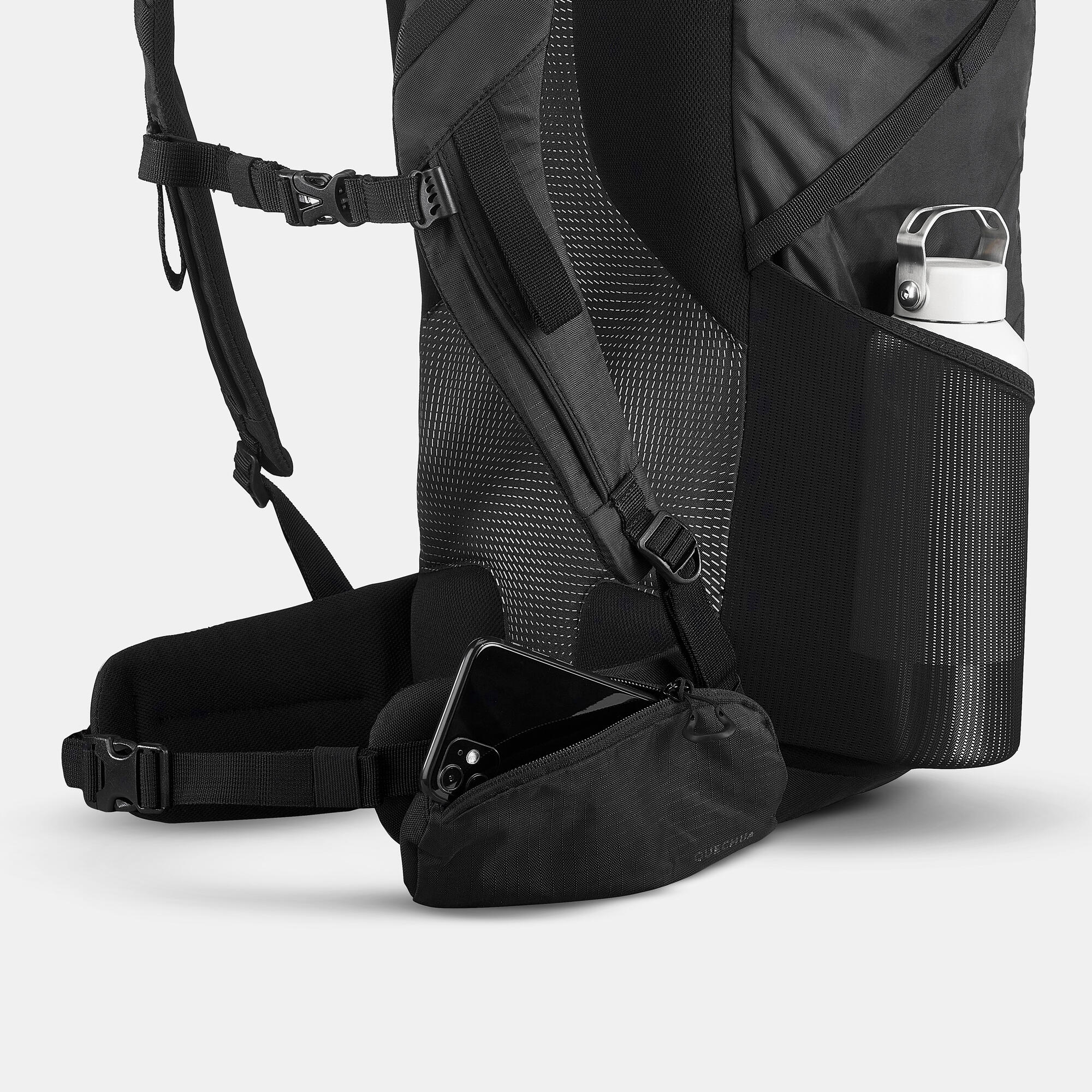 Quechua MH100 35L Lightweight Hiking Backpack for Men & Women - Water-Resistant Daypack for Outdoor Adventures, Camping, and Travel