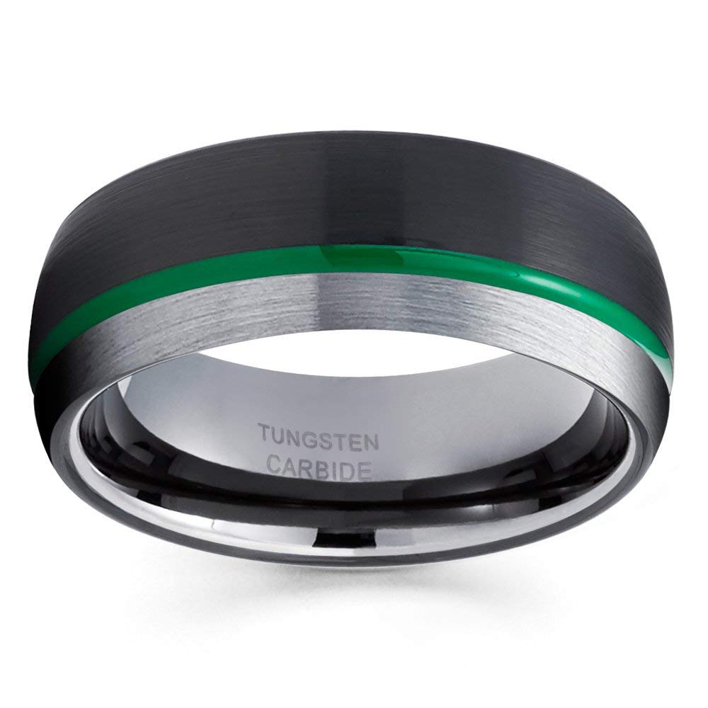 Black Tungsten Wedding Band for Men & Women - 8mm Comfort Fit Gunmetal Anniversary Ring - Durable & Scratch Resistant for Everyday Wear, Work, and Special Occasions