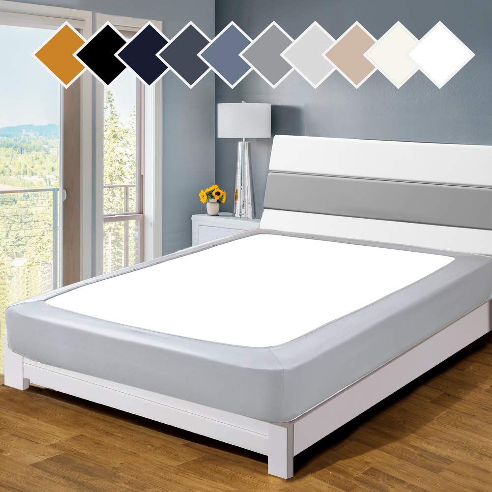 Twin Six Premium Bed Box Spring Cover & Mattress Protector Encasement - Queen/Split Queen Size, Light Grey - Upgrade Your Bed Skirt for Enhanced Bedroom Decor & Mattress Protection