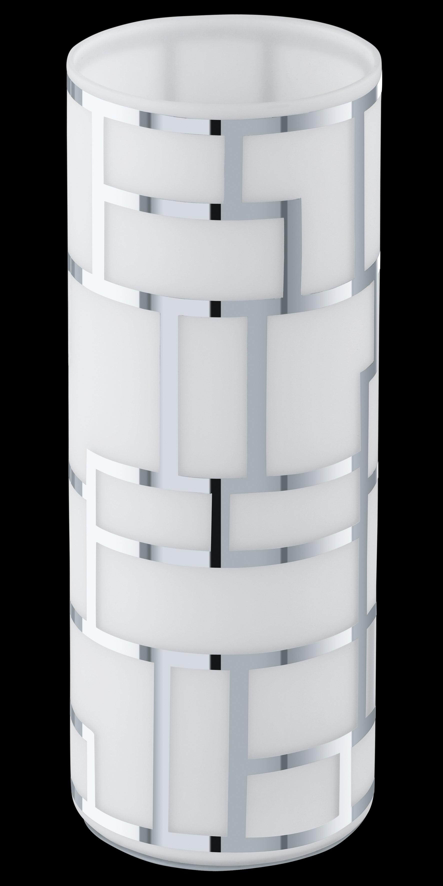 Eglo Bayman Modern Geometric Table Lamp - White Glass & Chrome Finish - Perfect for Living Room, Bedroom, or Office Decor